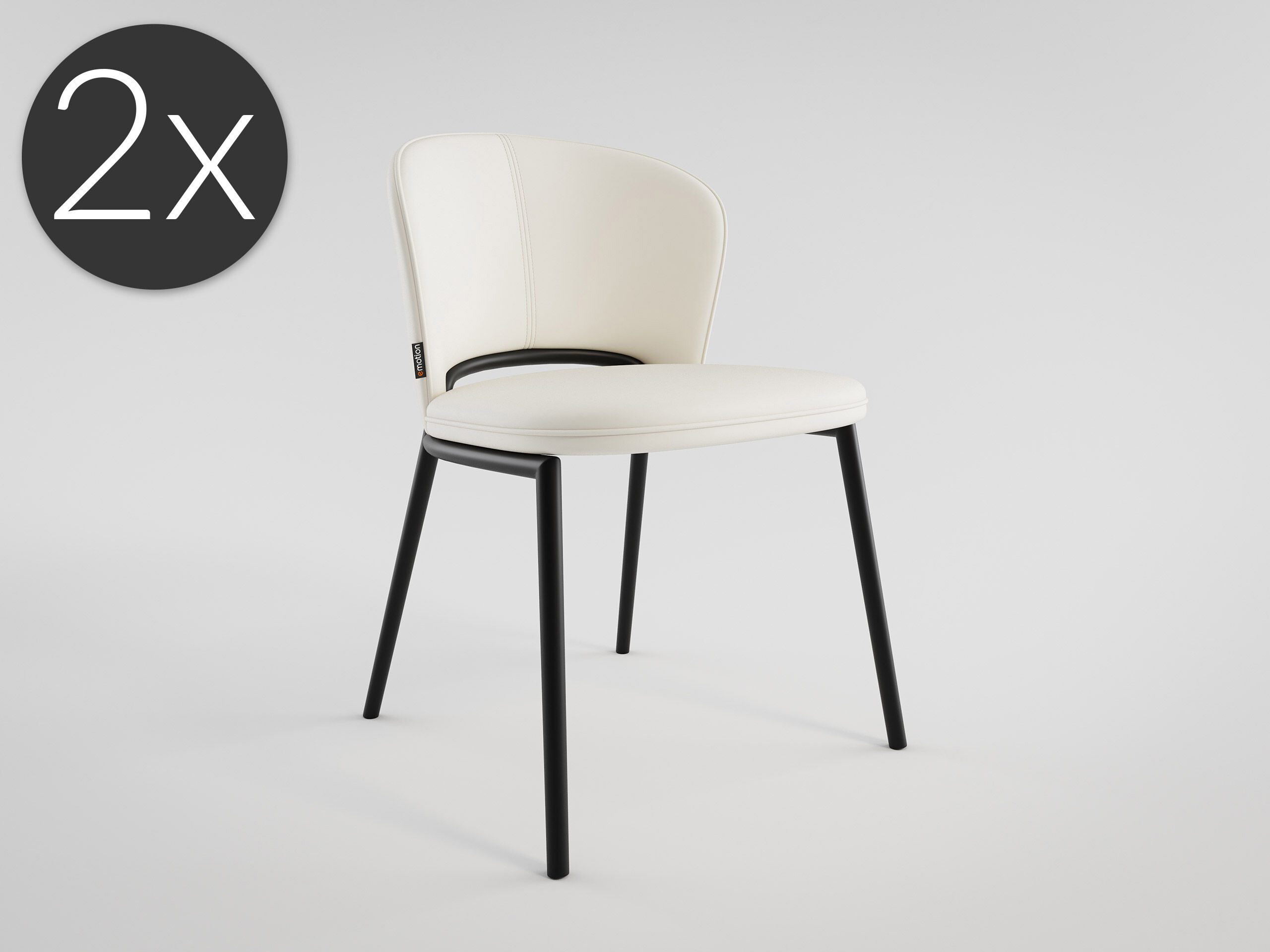 2er Set Esszimmerstuhl Design Küchenstuhl Dean Kunstleder creme Metallbeine | Creme Ivory