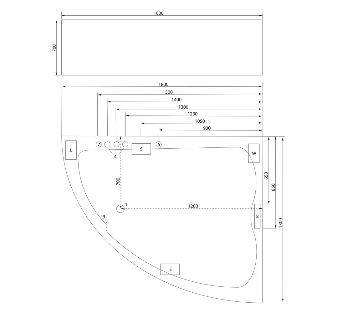 Whirlpool Royal XL 180x130 rechts Made in Germany 21 Düsen Befüllung Überlauf