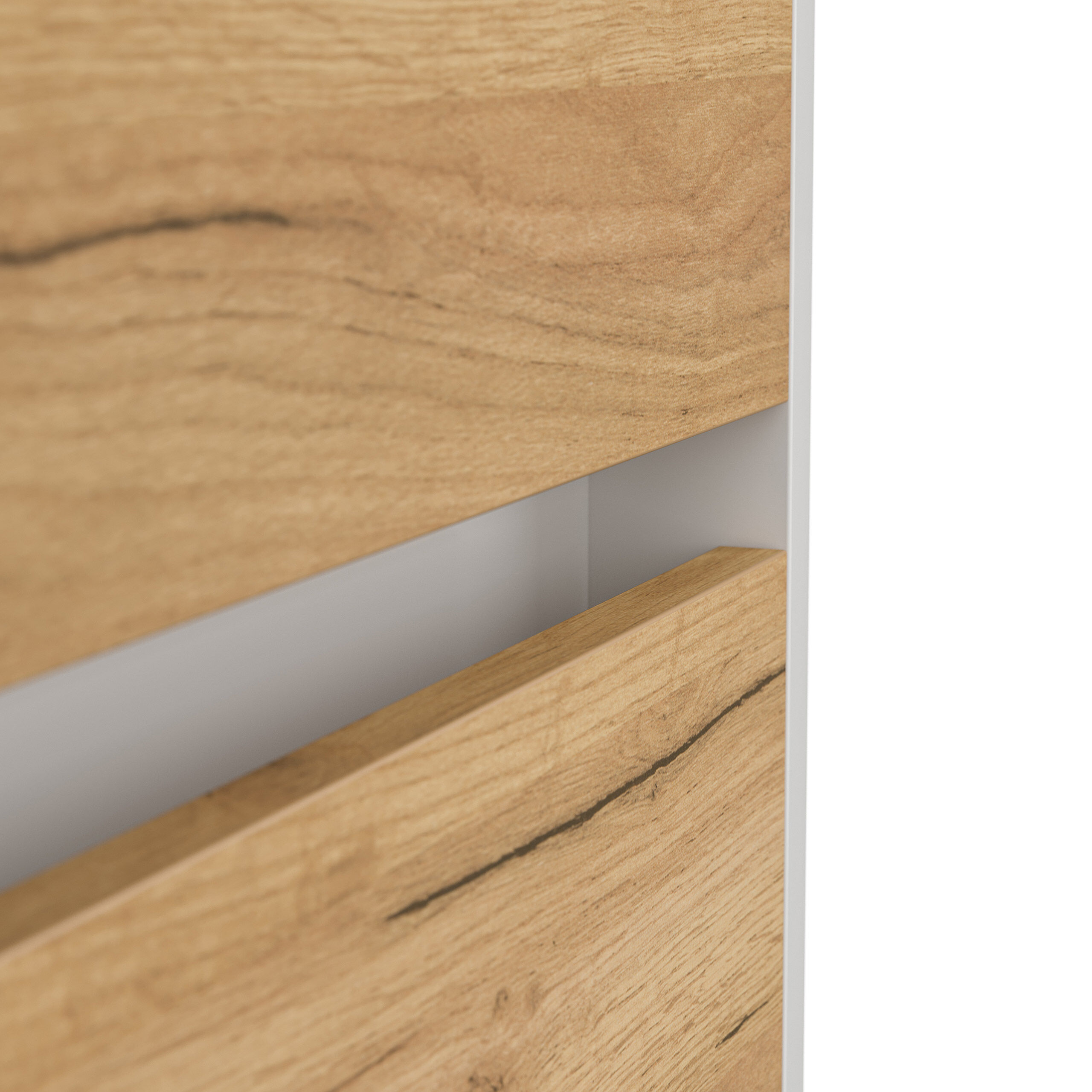 Nachttisch Yako 50cm 2 SoftClose stehend Weiß & Eiche Front