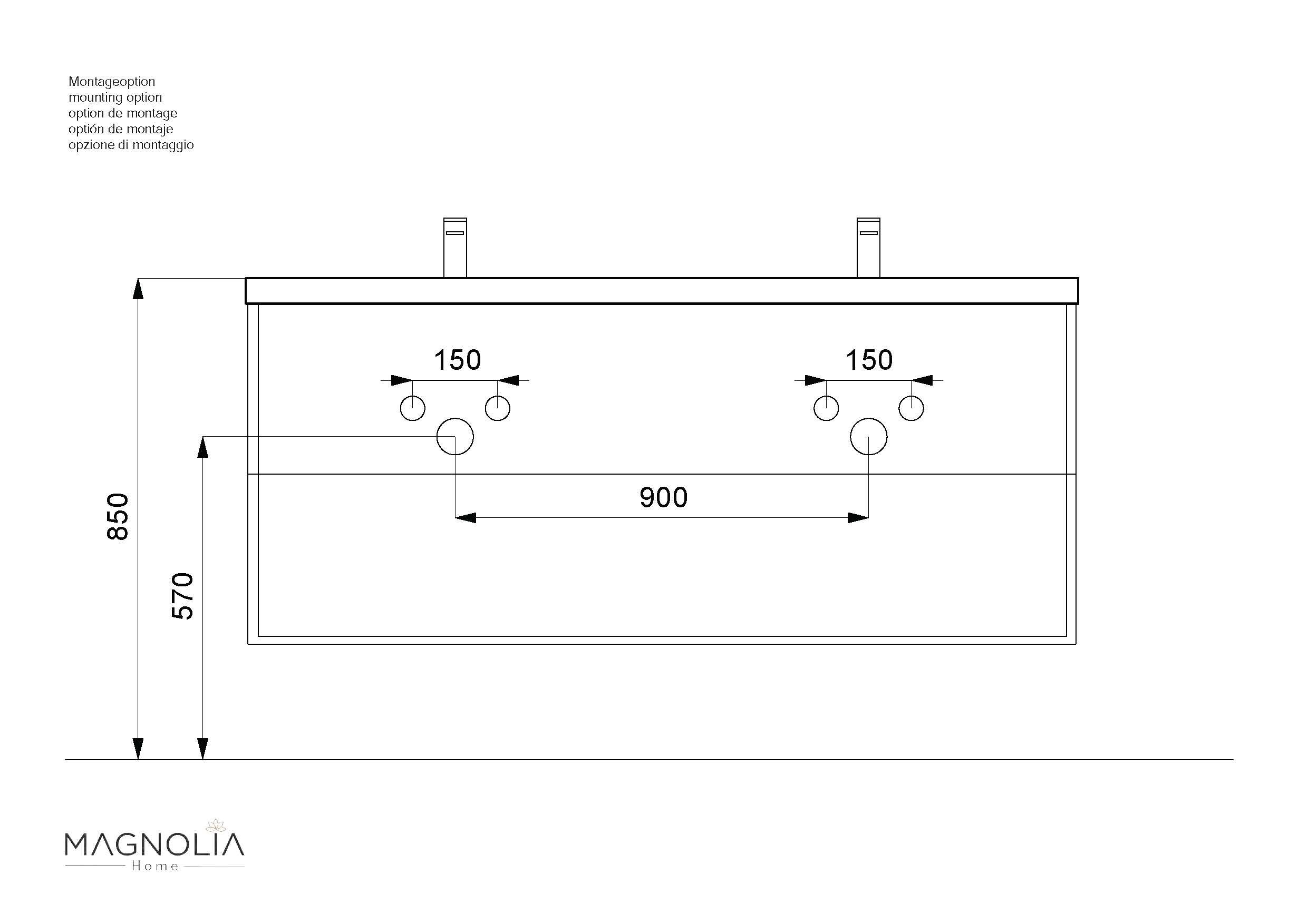 Badmöbelset Roma XL 4-teilig LED-Spiegel Hochschrank 3er Boxen grafit