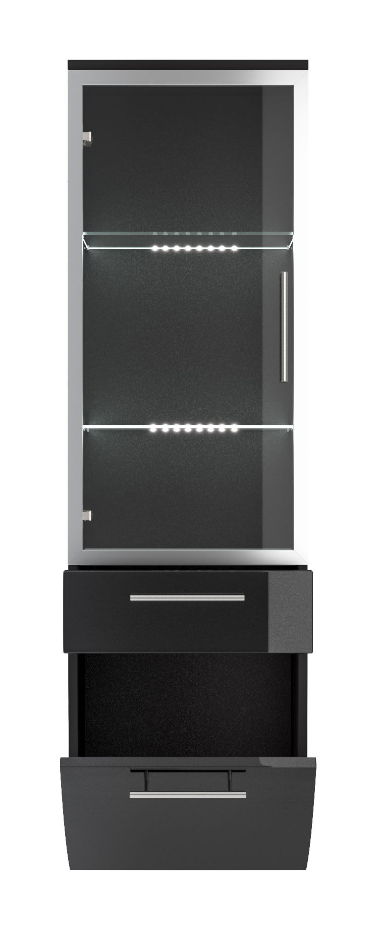 Hochschrank Salona 135 cm mit Glastür Anthrazit