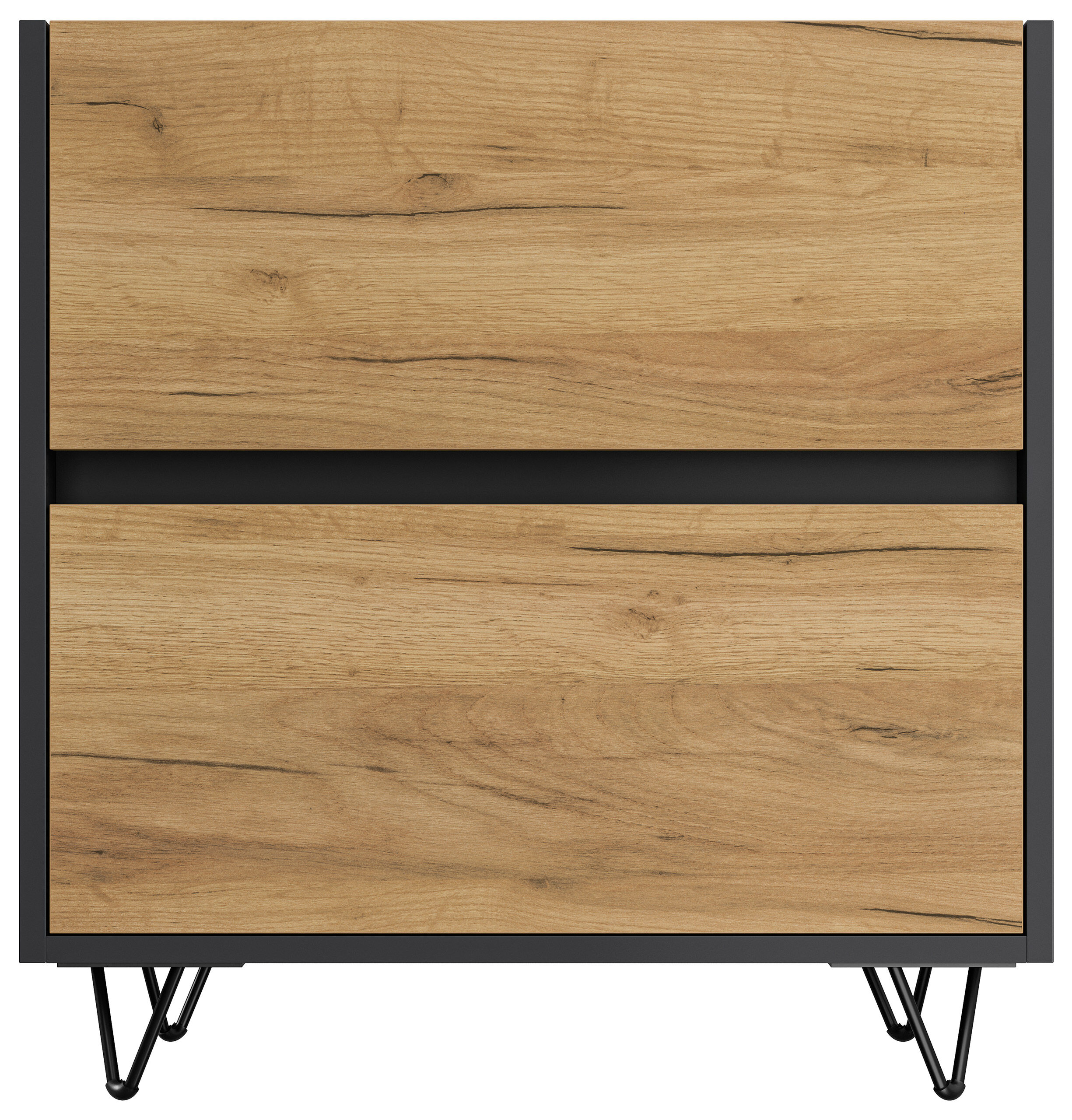 Nachttisch Yako 60cm 2 SoftClose stehend Weiß & Eiche Top