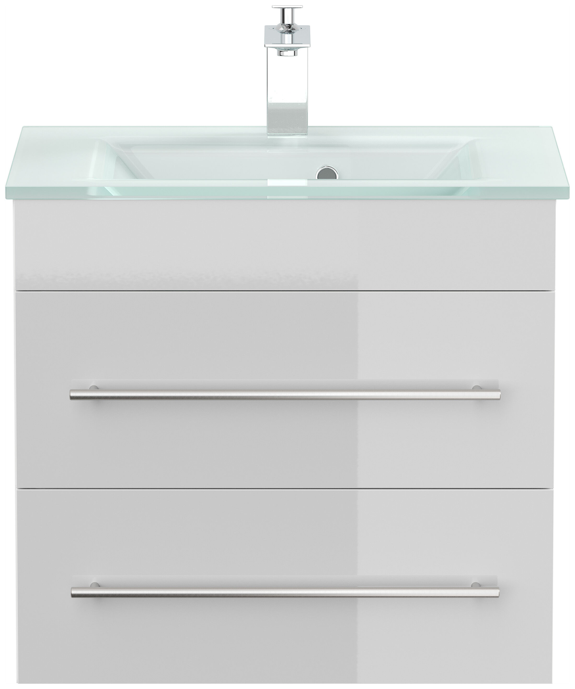 Badmöbel Vitro 60 inkl. Glasbecken SoftClose weiss hochglanz