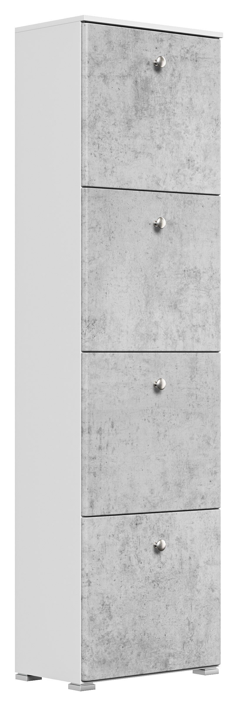 Schuhschrank Comfort 4 Klappen 16 Paar 52x187 cm Weiss-Weiss Hgl