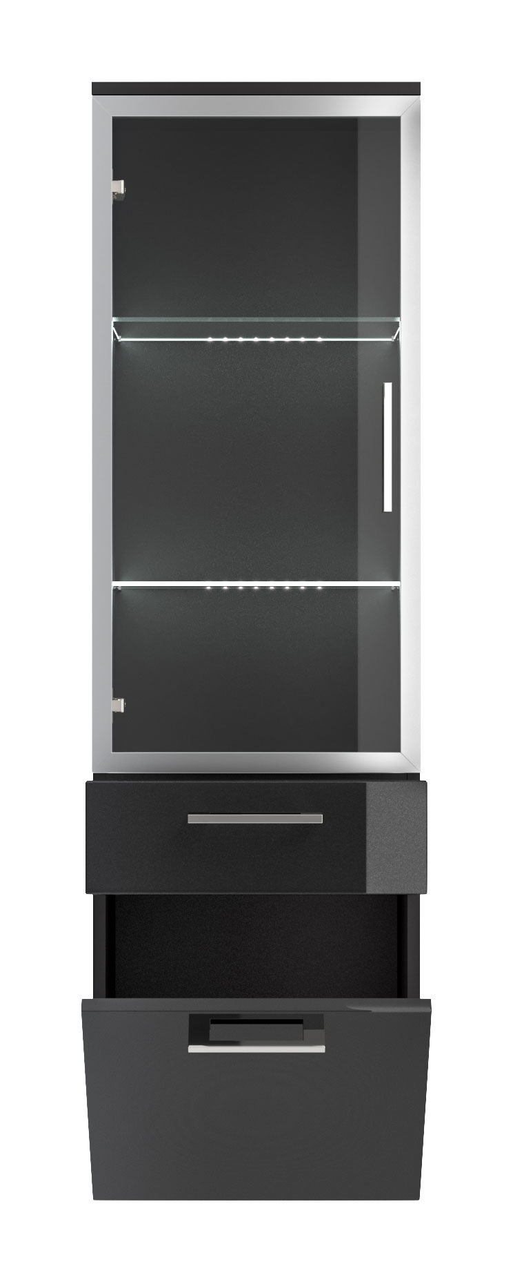 Hochschrank Rima 135 cm mit Glastür Anthrazit