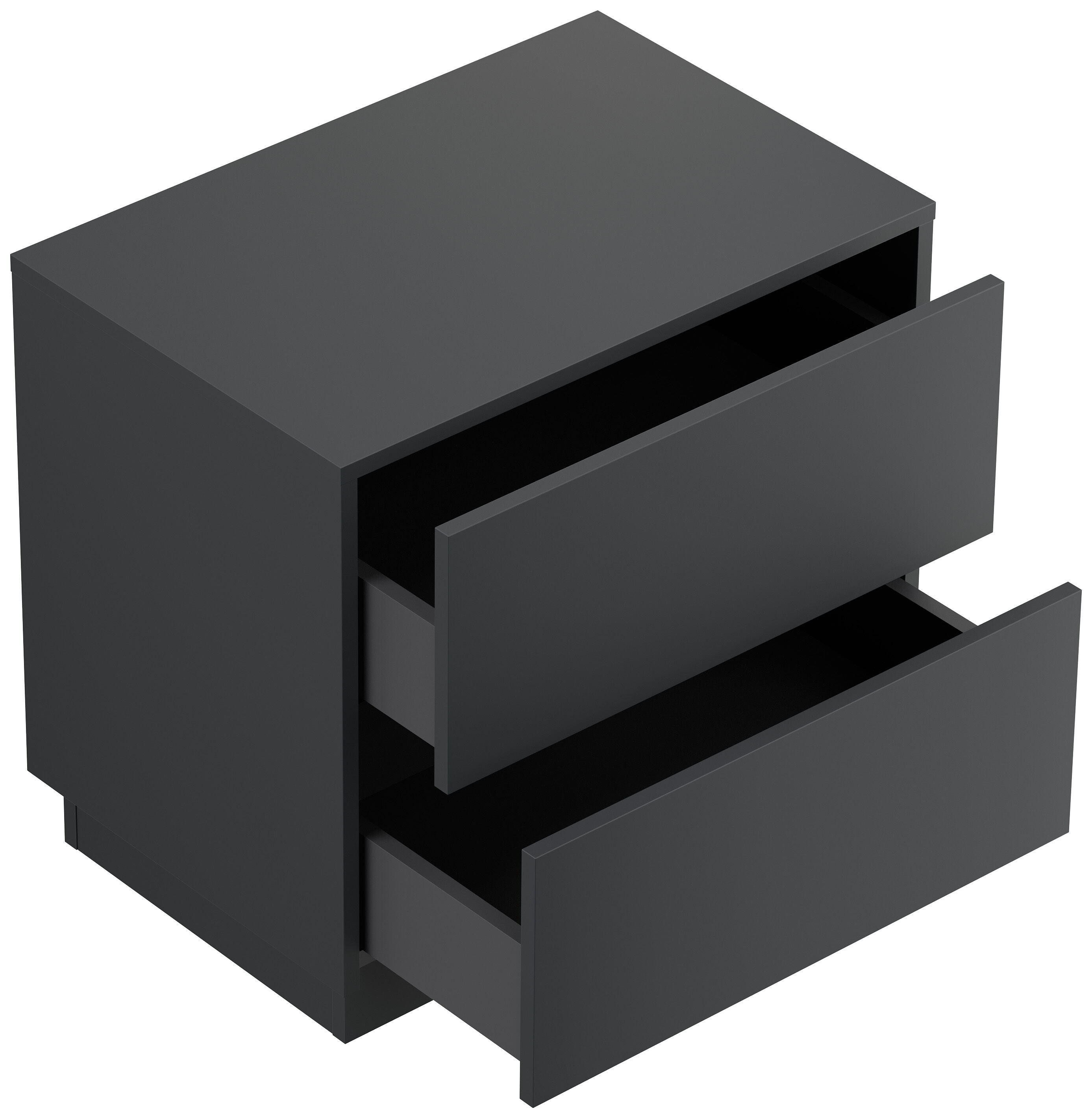 Design Nachttisch Concepto L 60cm stehend, 2 Pushauszüge Weiß Hgl Eiche