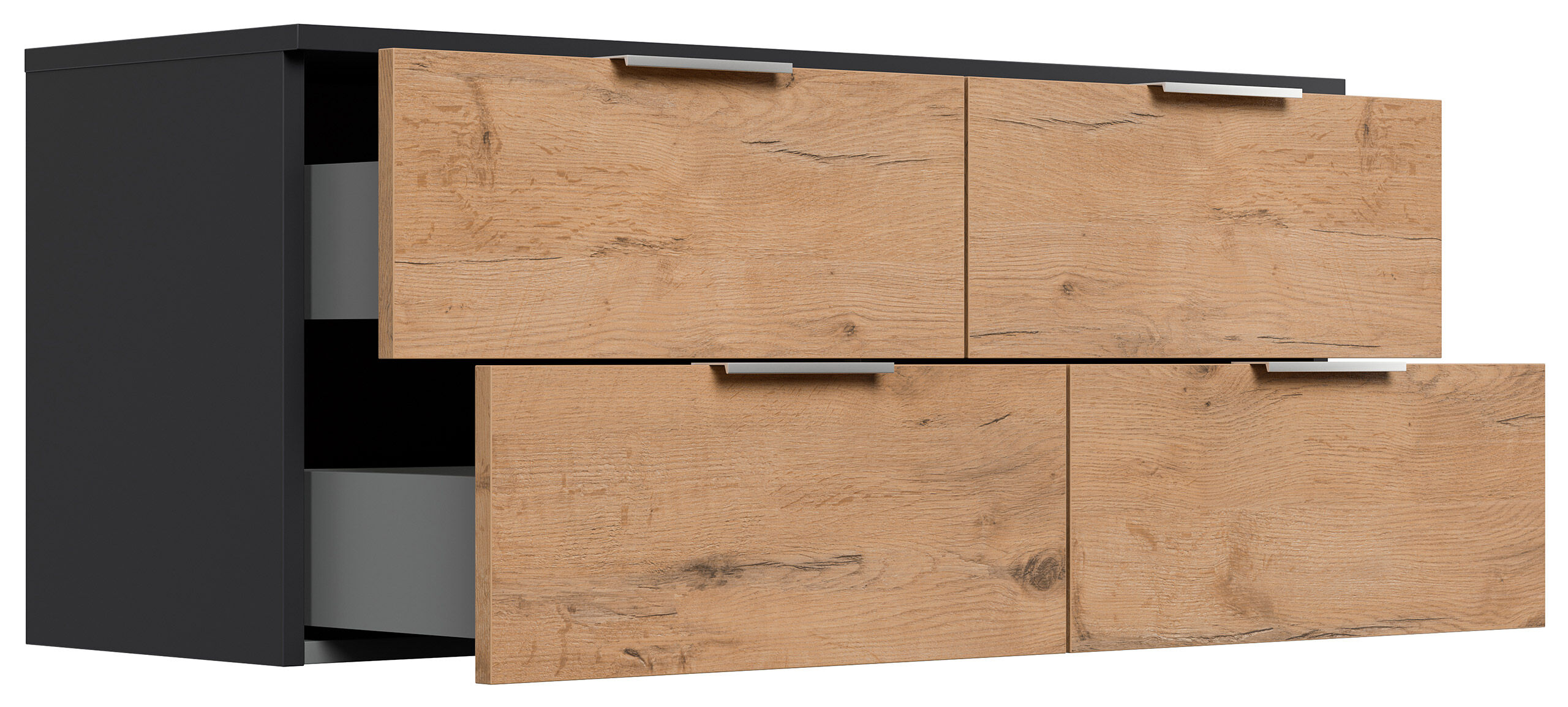 Design Hängekonsole Sideboard Urban Slimline 4 Softeinzüge lackiert Creme-Grafit
