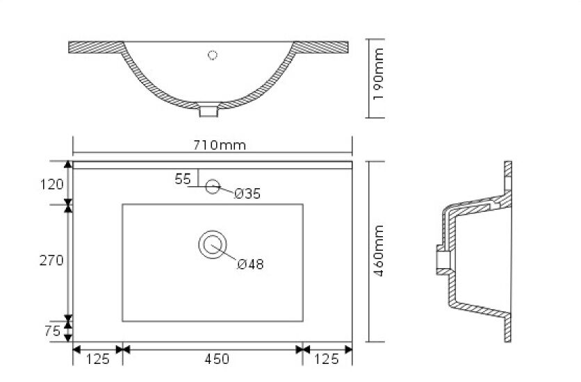 Badmöbel Set Firenze 70 3tlg. LED Spiegel und Hochschrank weiß hochglanz