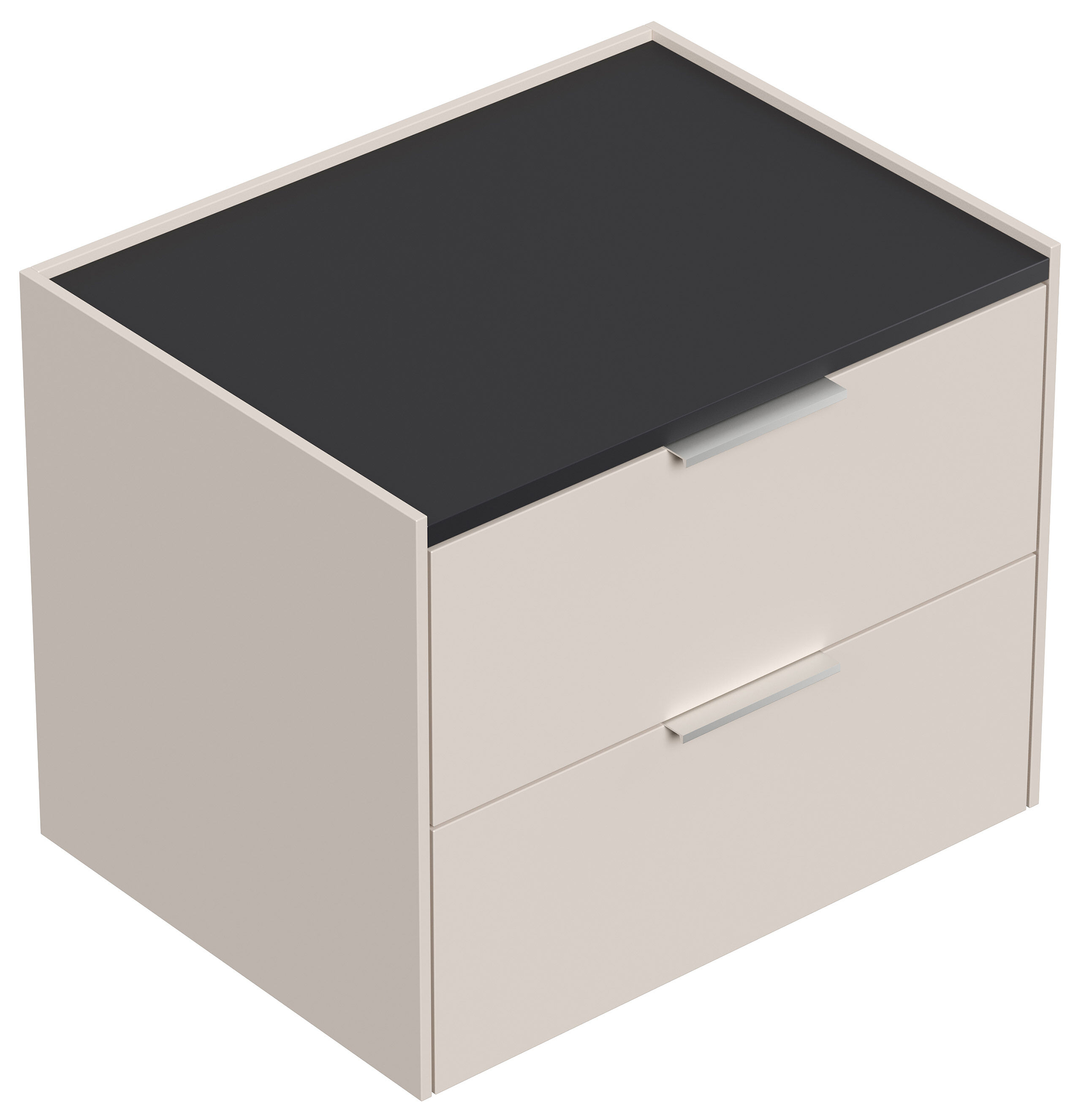 Design Nachttisch Kommode Artem 60cm, 2 Softeinzüge lackiert Weiß Hgl