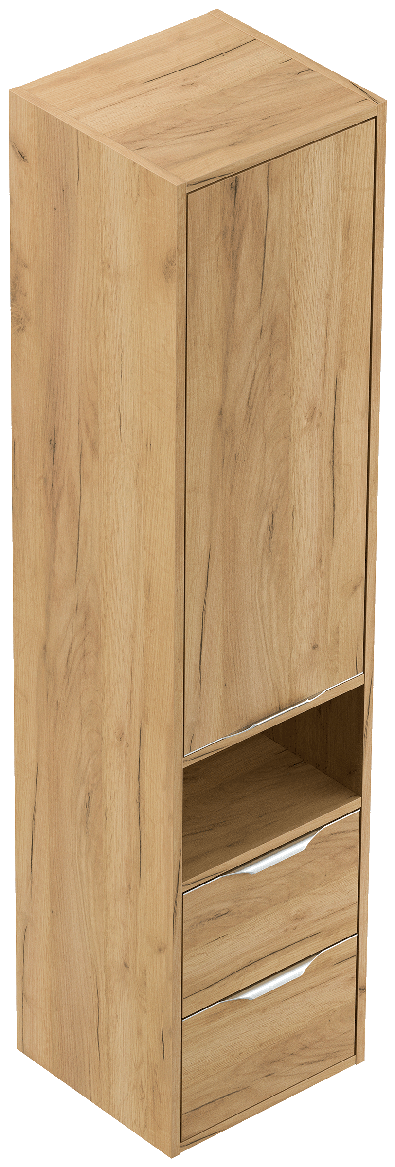 Hochschrank Elements 35x150cm Softclose Tür und Schubladen eiche gold
