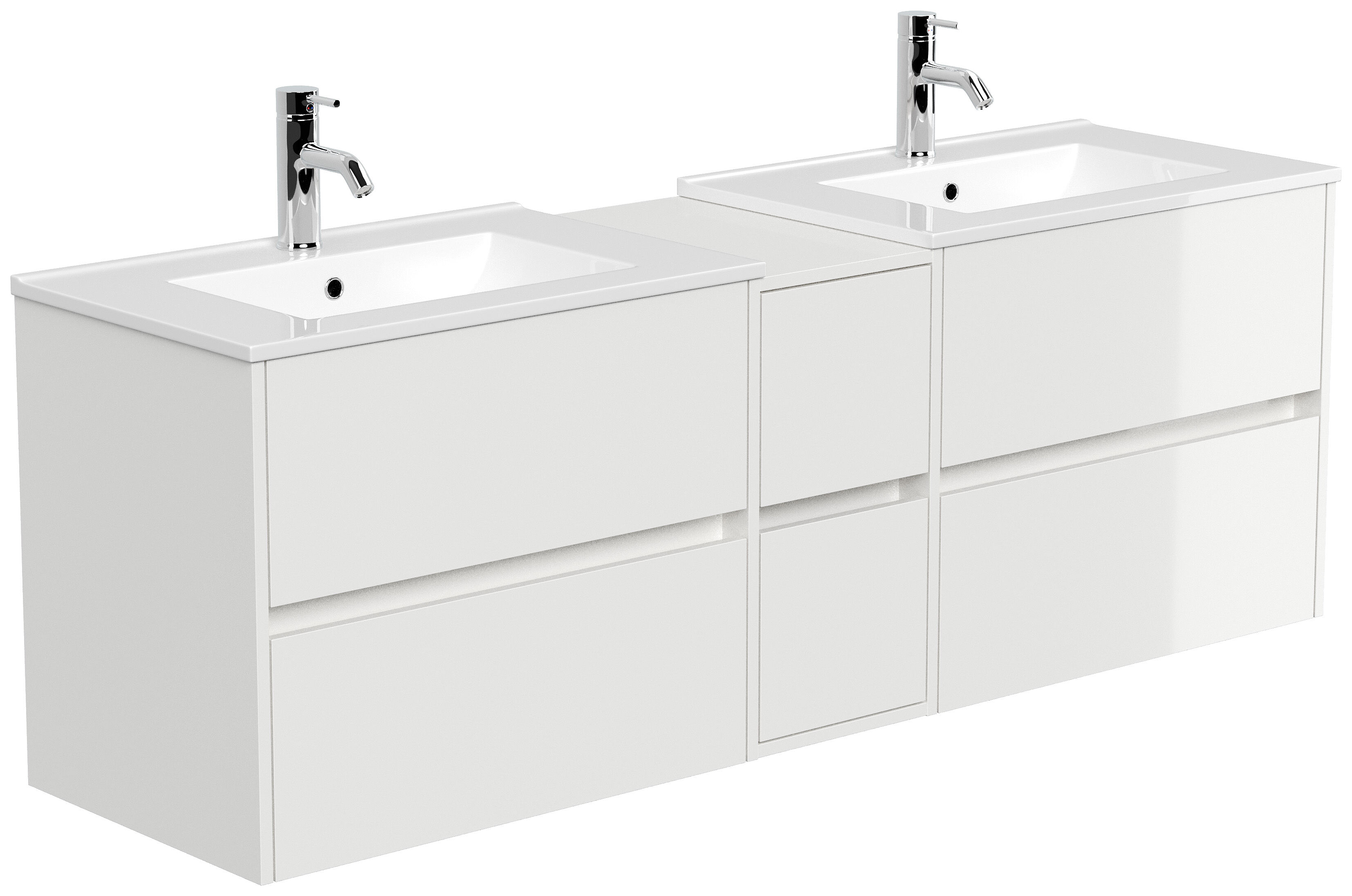 Badmöbelset Taifun 170cm 3tlg mit 2x Spiegelschrank weiß Hgl
