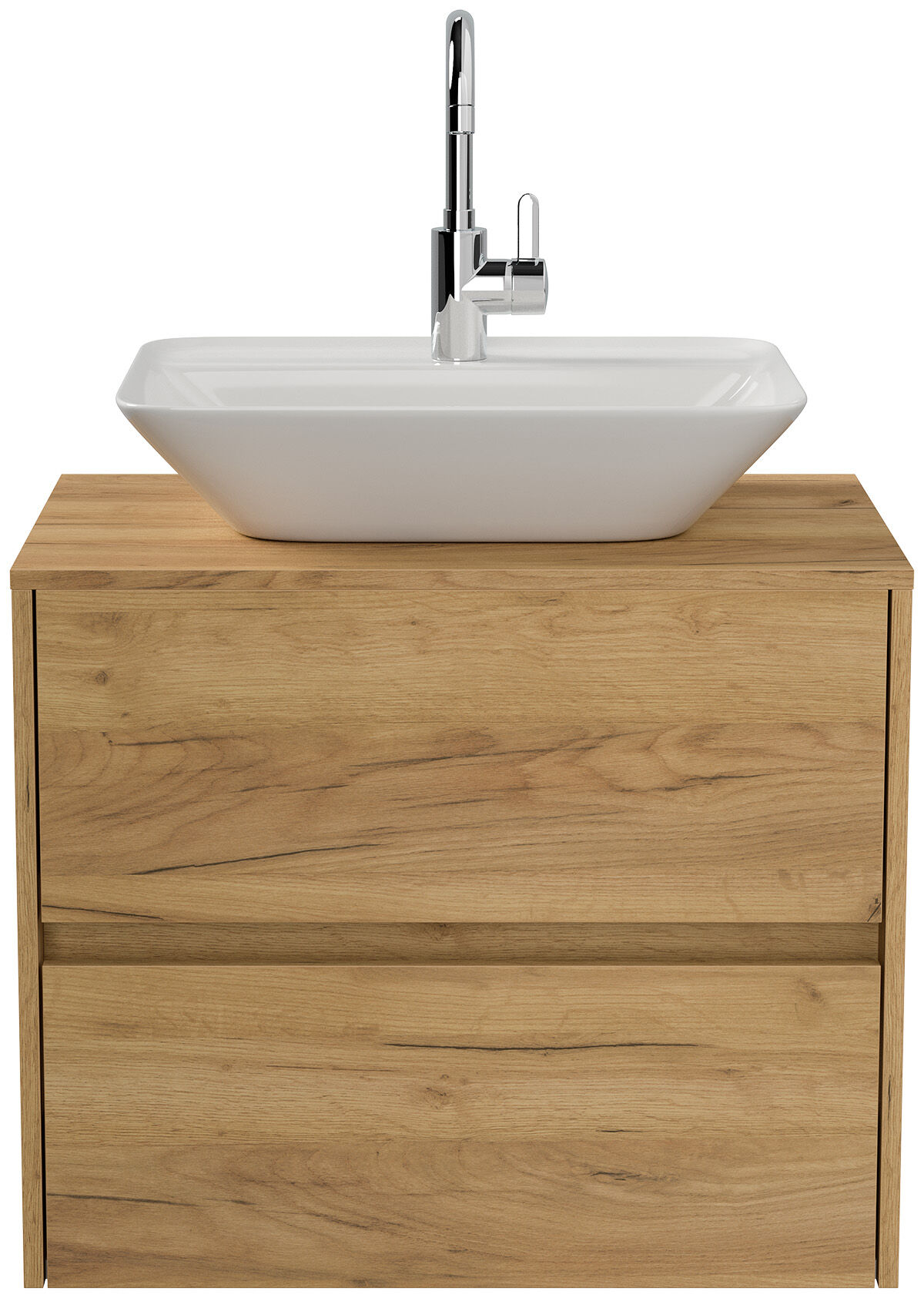 Badmöbel Taifun 70cm mit modernem Aufsatzwaschbecken eiche gold