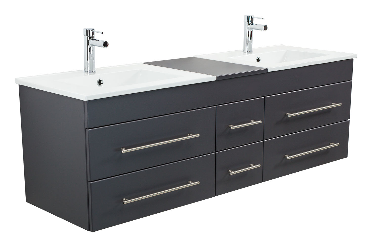 Badmöbel Milano XL 172cm Doppel- Waschtisch SoftClose weiss hochglanz