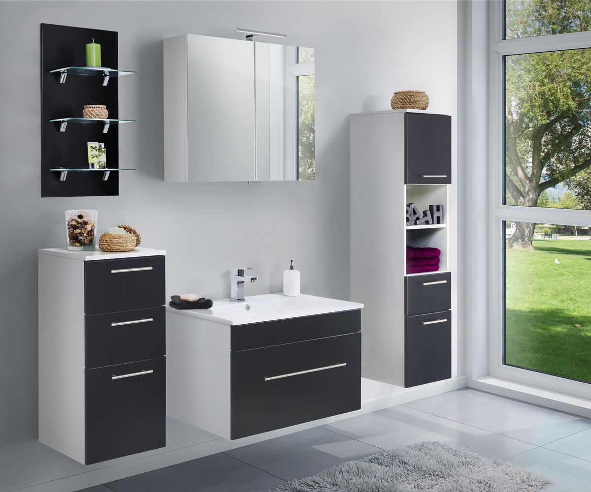 Badmöbel SANTINI 75 SoftClose schwarz