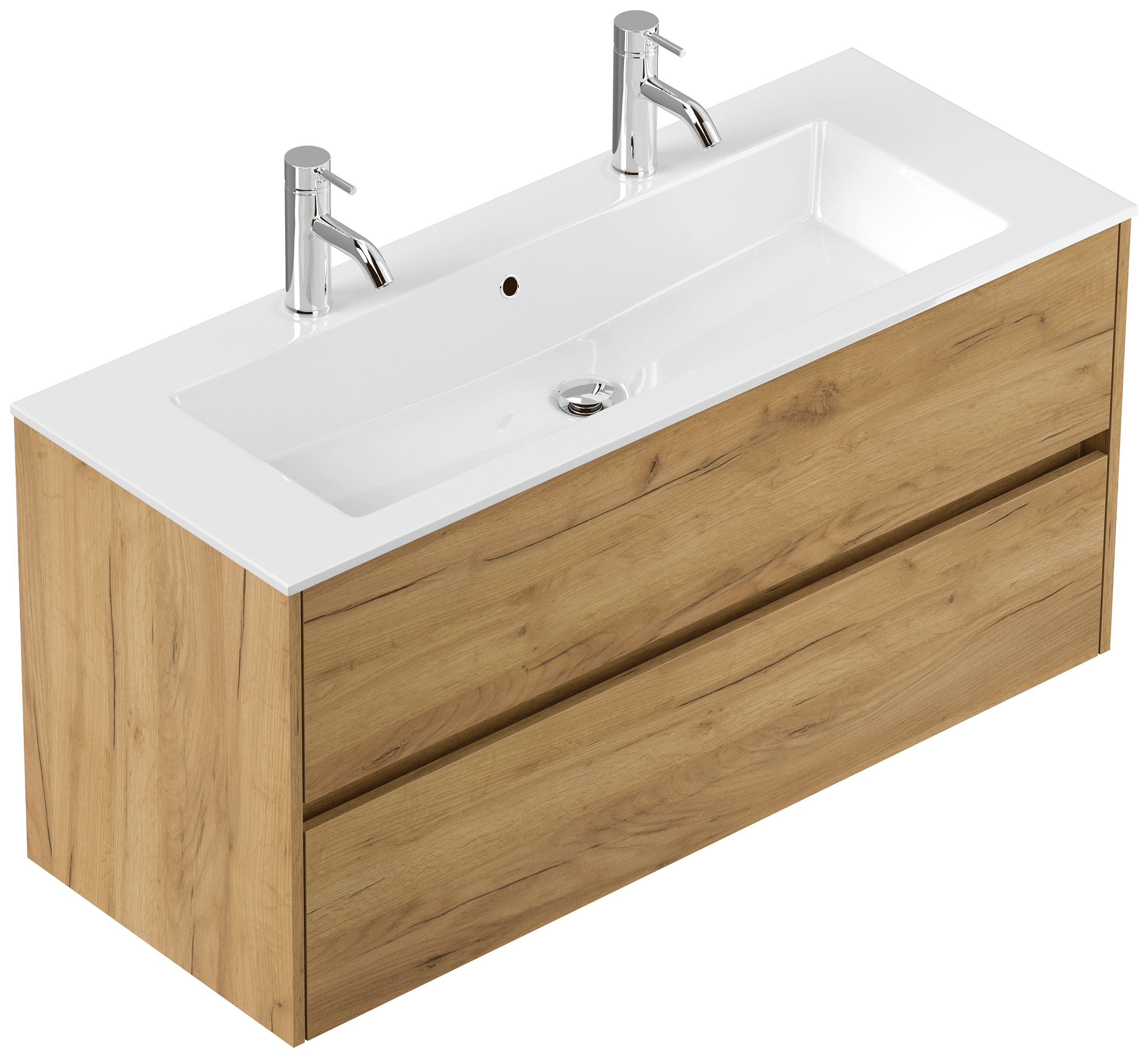 Doppelbadmöbel Taifun mit Waschtisch 120 cm 2 Greifraum SoftClose Auszüge eiche