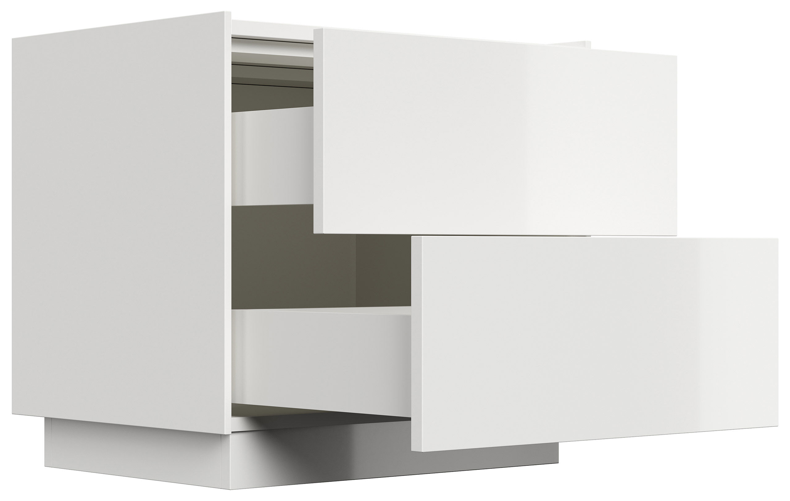 Design Nachttisch Kommode Concepto L 60cm, 2 Pushauszüge lackiert Weiß Hgl