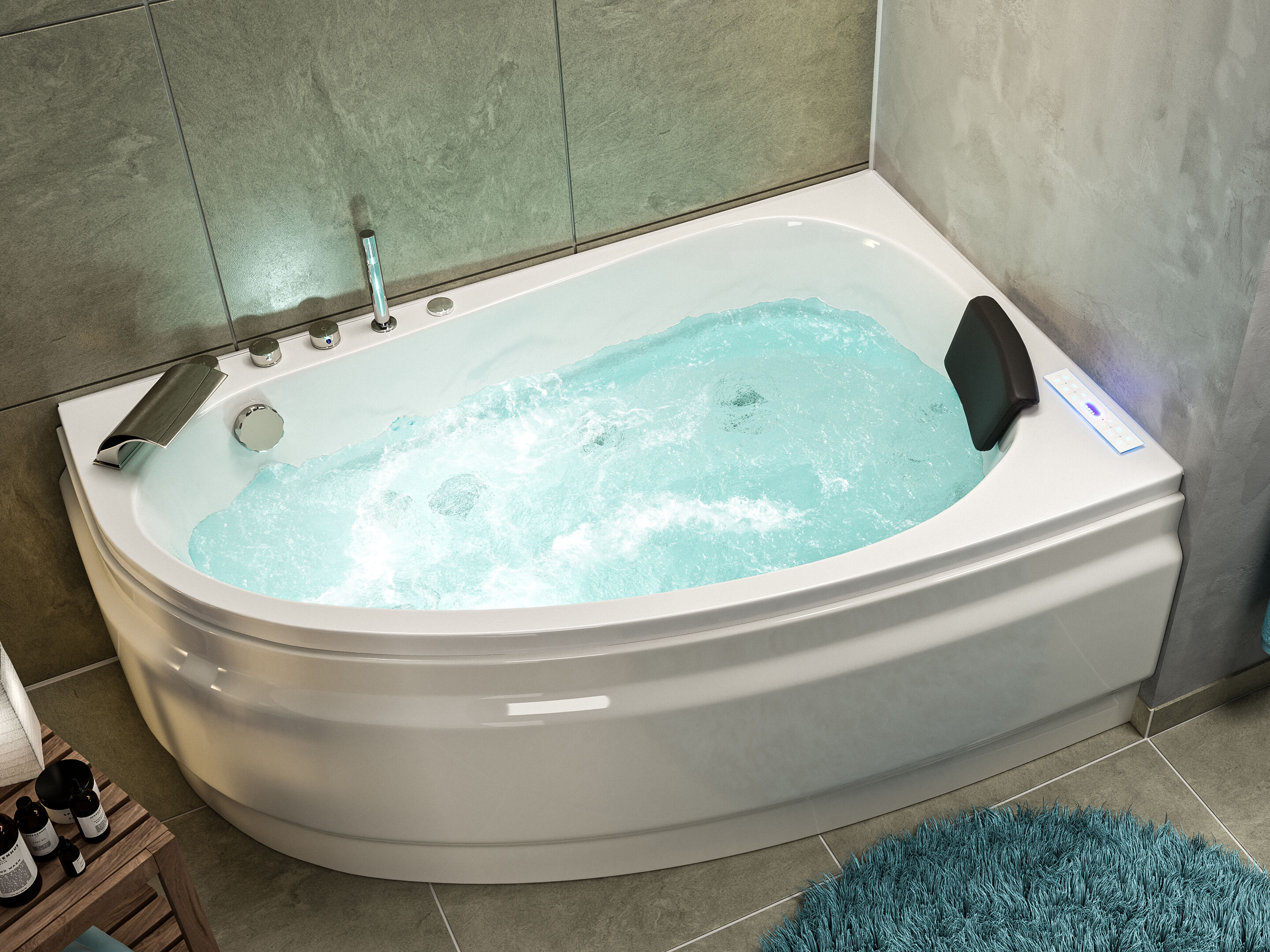 Langeck Whirlpool Stardust 150x95 rechts Made in Germany 22 Düsen mit Armatur