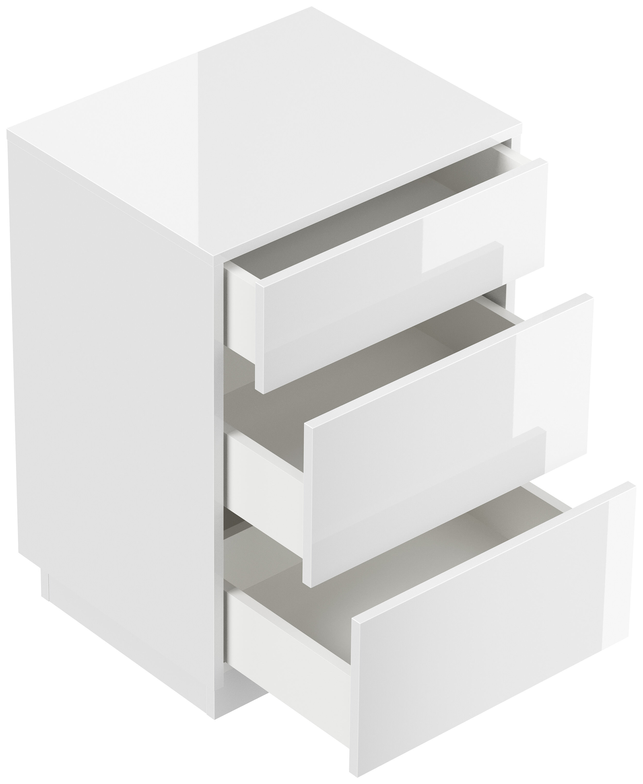 Design Nachttisch Lux M 50cm stehend, 3 Pushauszüge Grafit Eiche