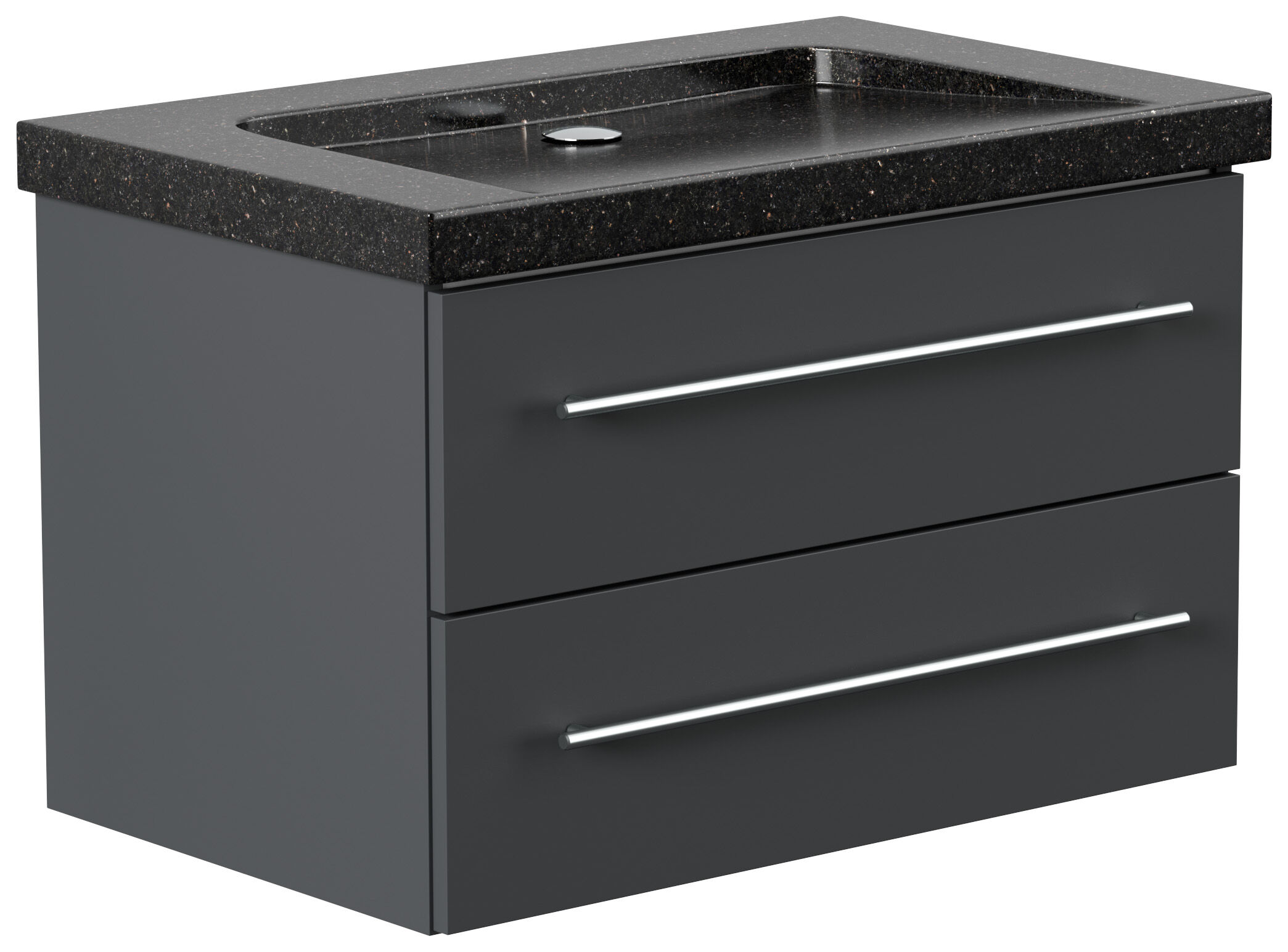Badmöbel Granit Galaxy Black Damo 75 cm ohne Hahnloch SoftClose grafit