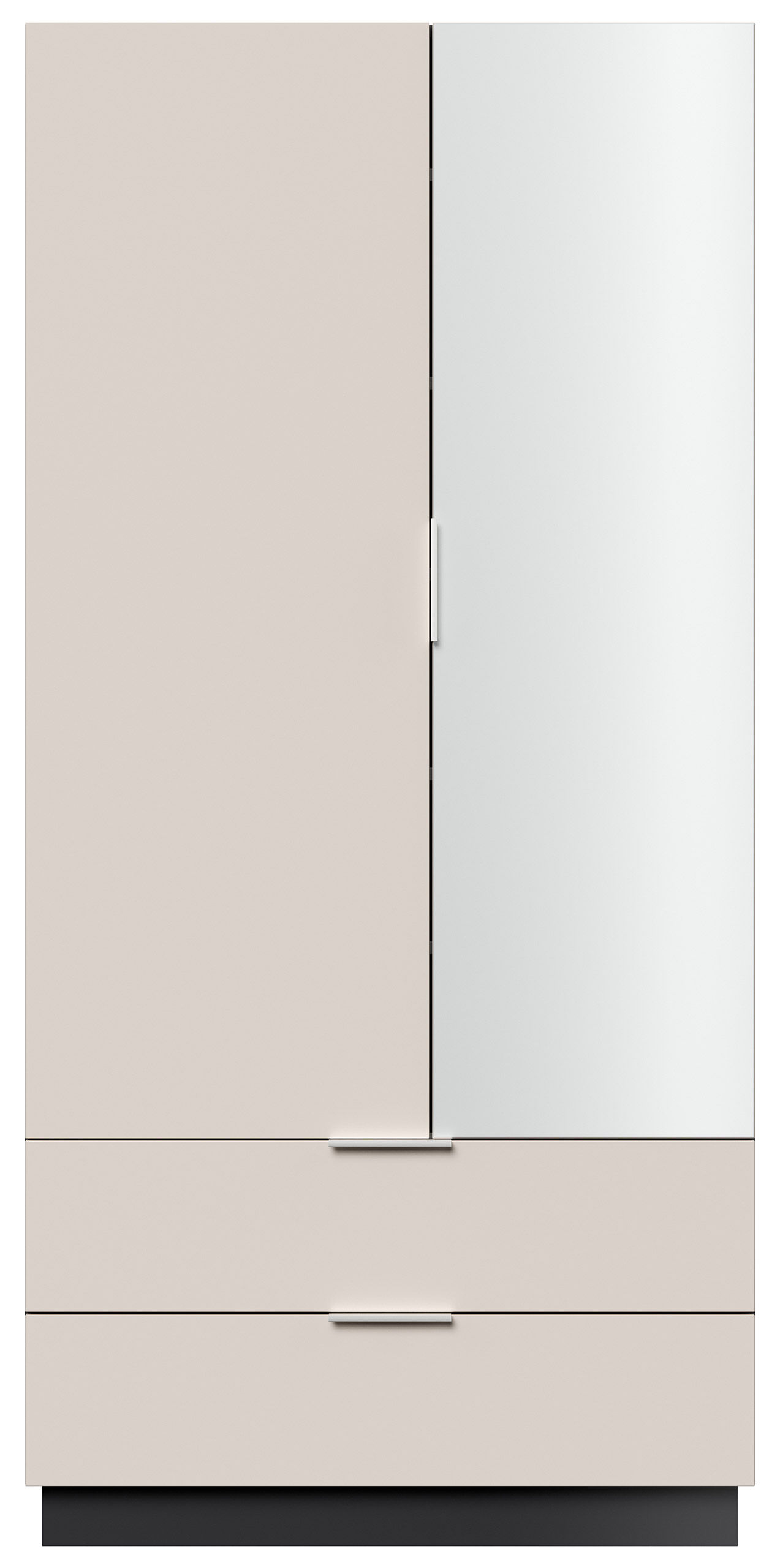 Mehrzweckschrank Castello-L Spiegeltür 2 Softeinzüge 30 Paar Creme-Grafit