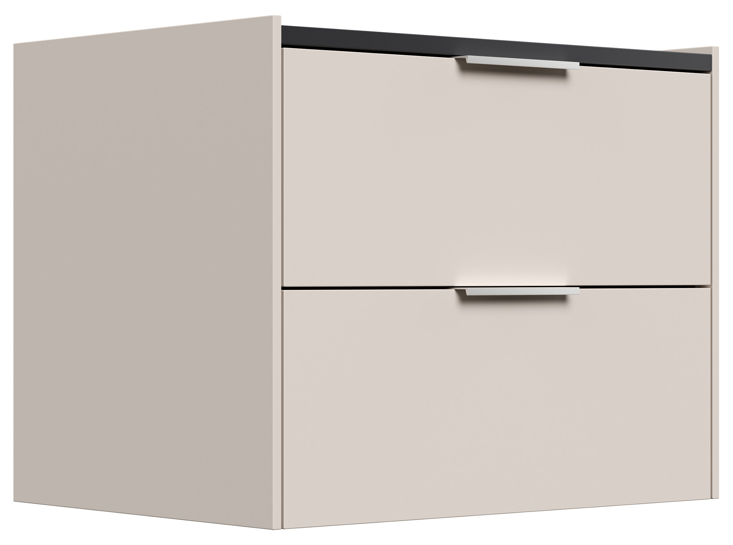 Design Nachttisch Kommode Artem 60cm, 2 Softeinzüge lackiert Weiß Hgl