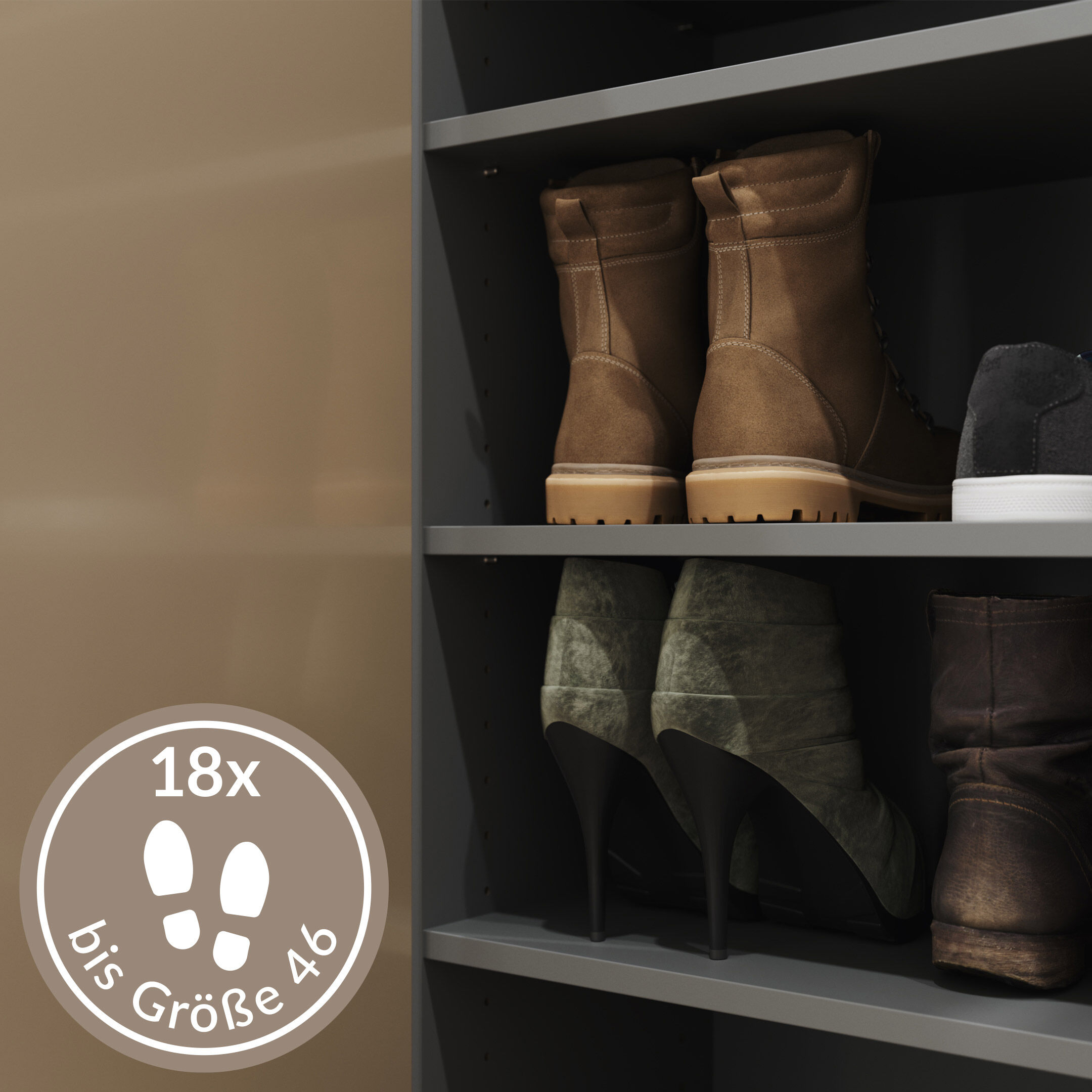 Raumwunder Schuhschrank Alius-M 2 Türen 18 Paar Kubanit
