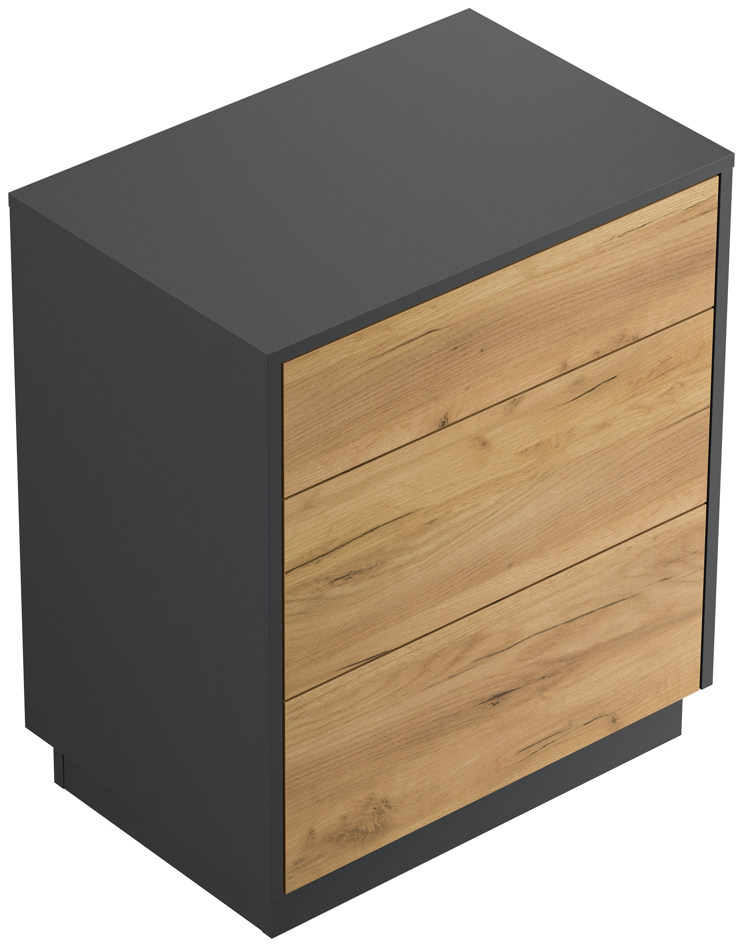 Design Nachttisch Lux L 60cm stehend, 3 Pushauszüge Grafit