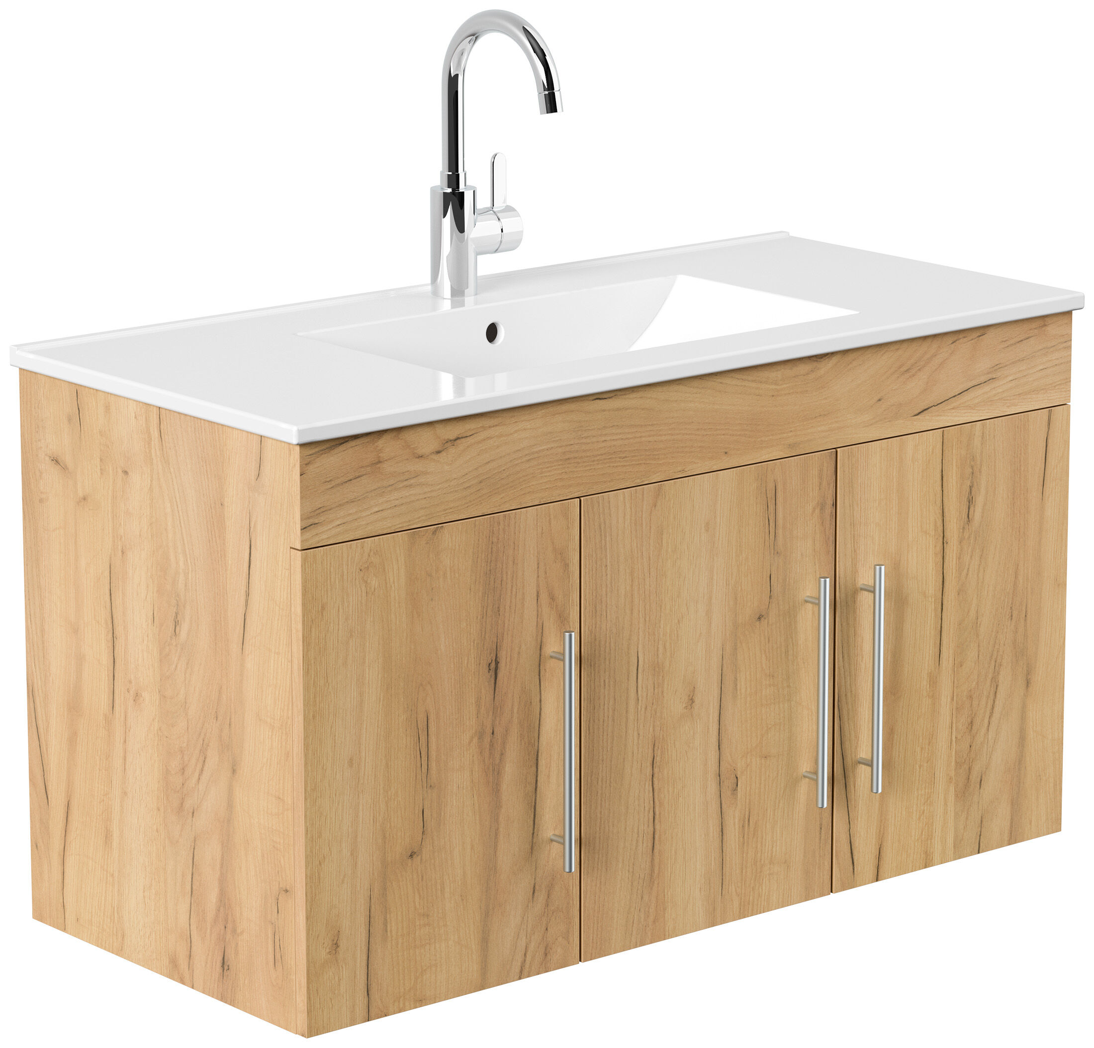 Badmöbel Venezia eiche gold Waschtisch mit 3 Softclose Türen
