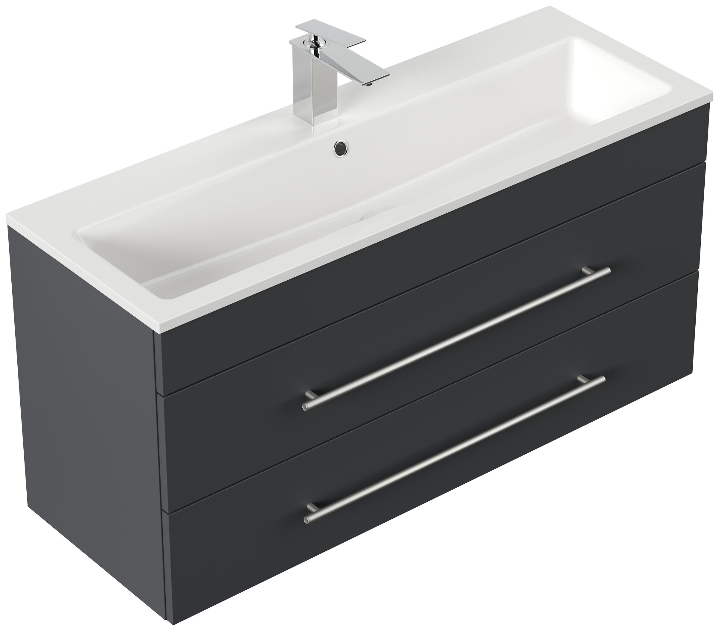 Badmöbel Mars 1000 2-teilig mit LED Spiegel SlimLine grafit