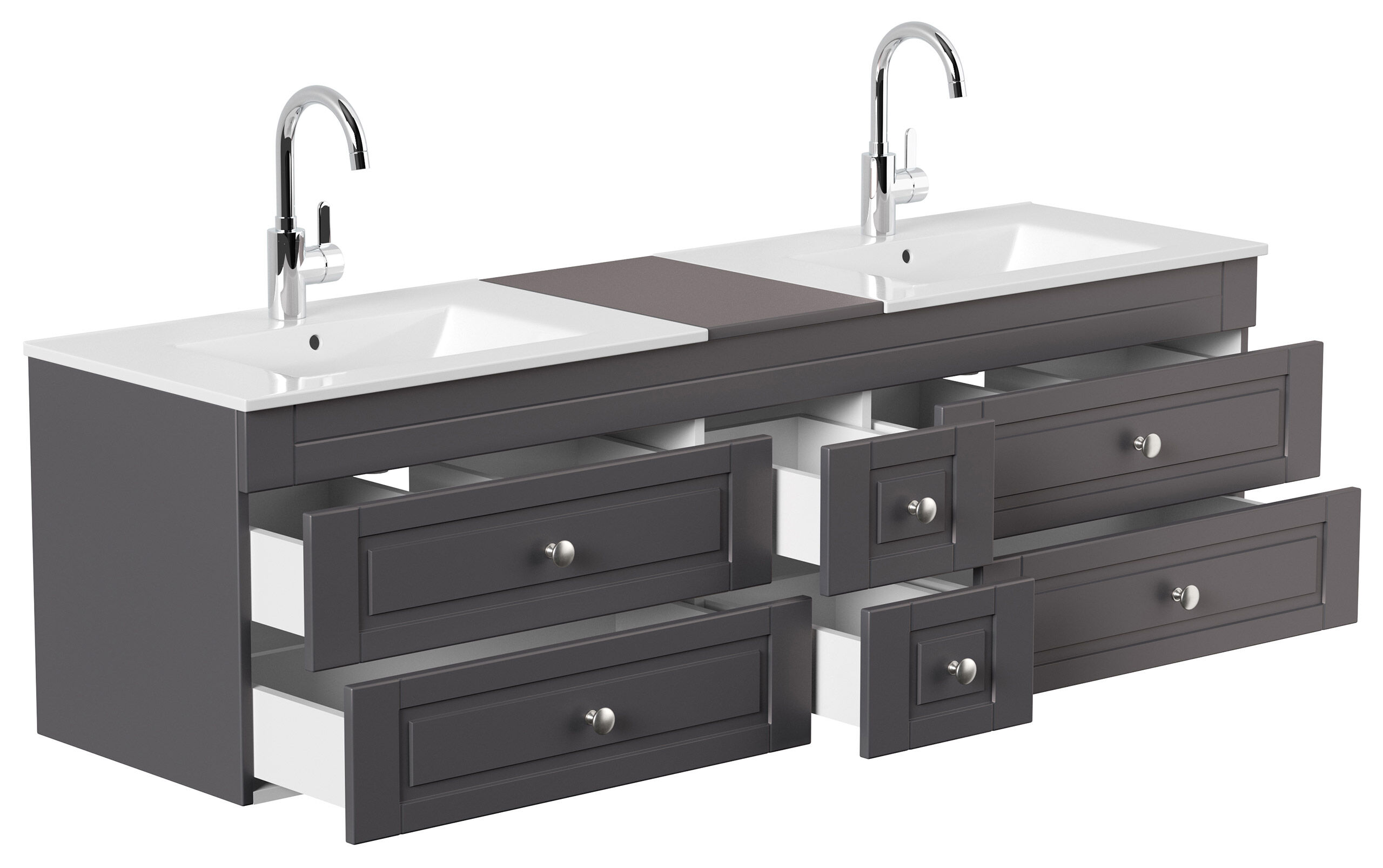 Badmöbel Milano XL Cottage Doppel-Waschbecken SoftClose anthrazit