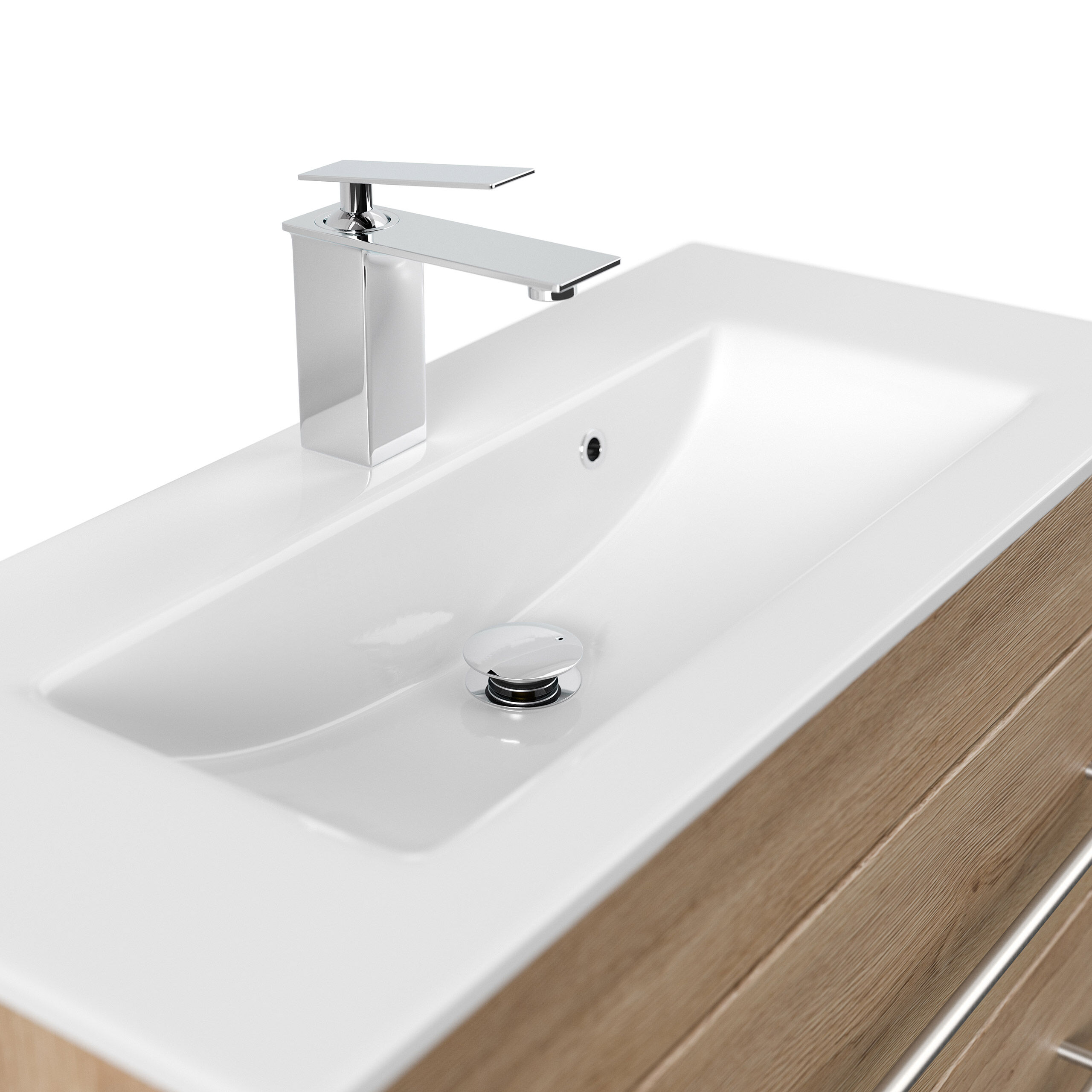 Badmöbel Mars 800 2-teilig mit LED Spiegel SlimLine SoftClose weiss hochglanz