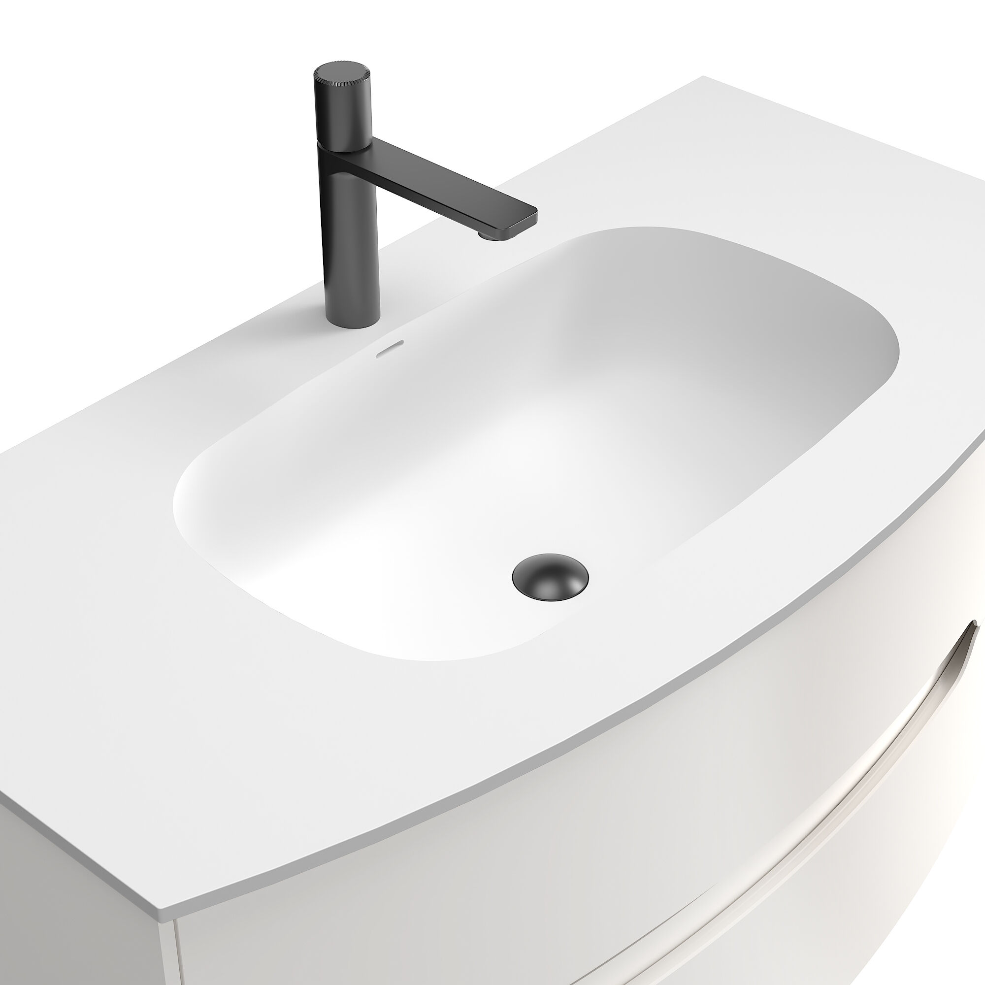 Badmöbel Riva & Waschtisch 100 cm SoftClose montiert weiß matt