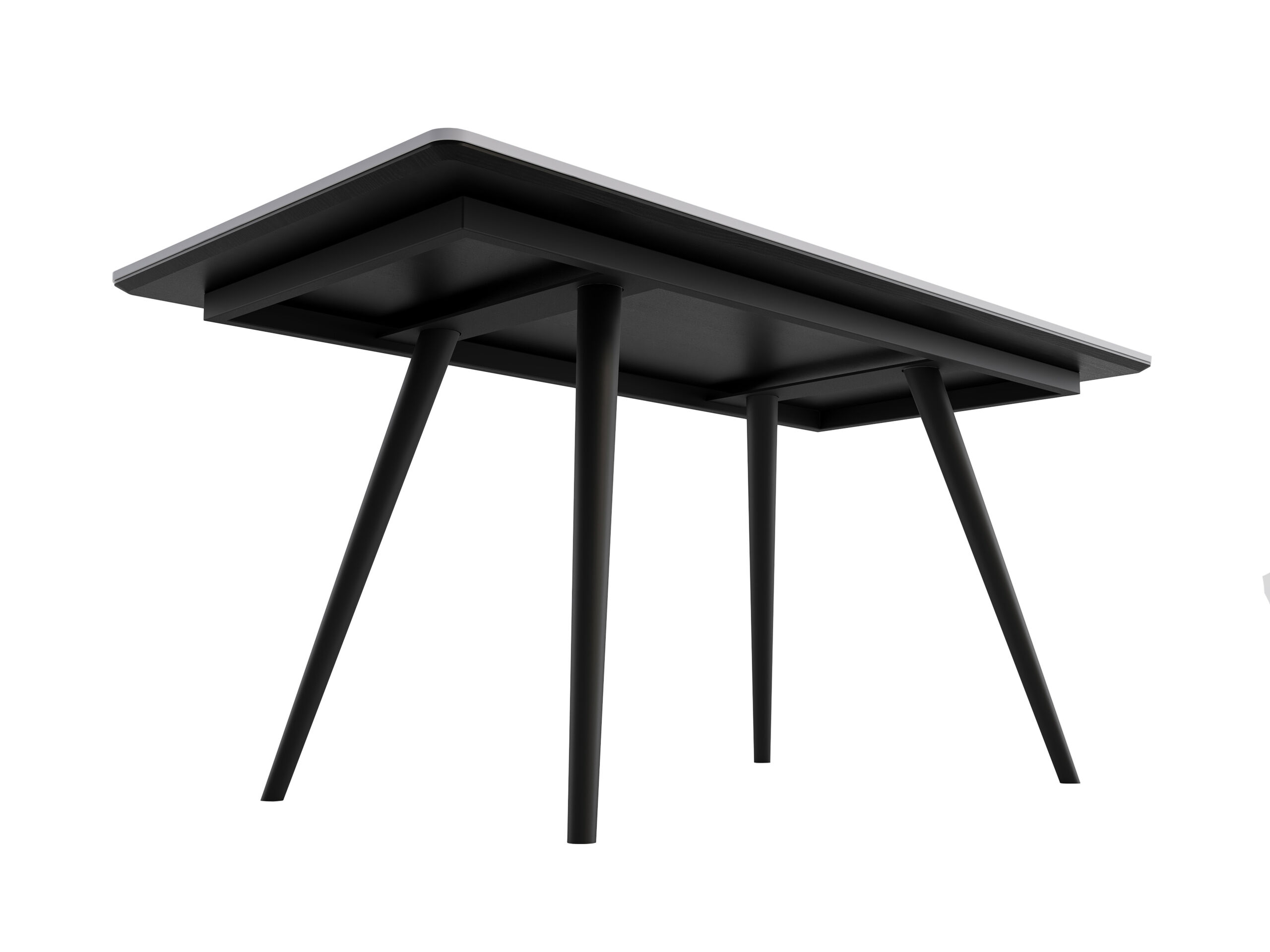 Esstisch 160x80cm schwarze Keramikplatte schwarze konische Tischbeine