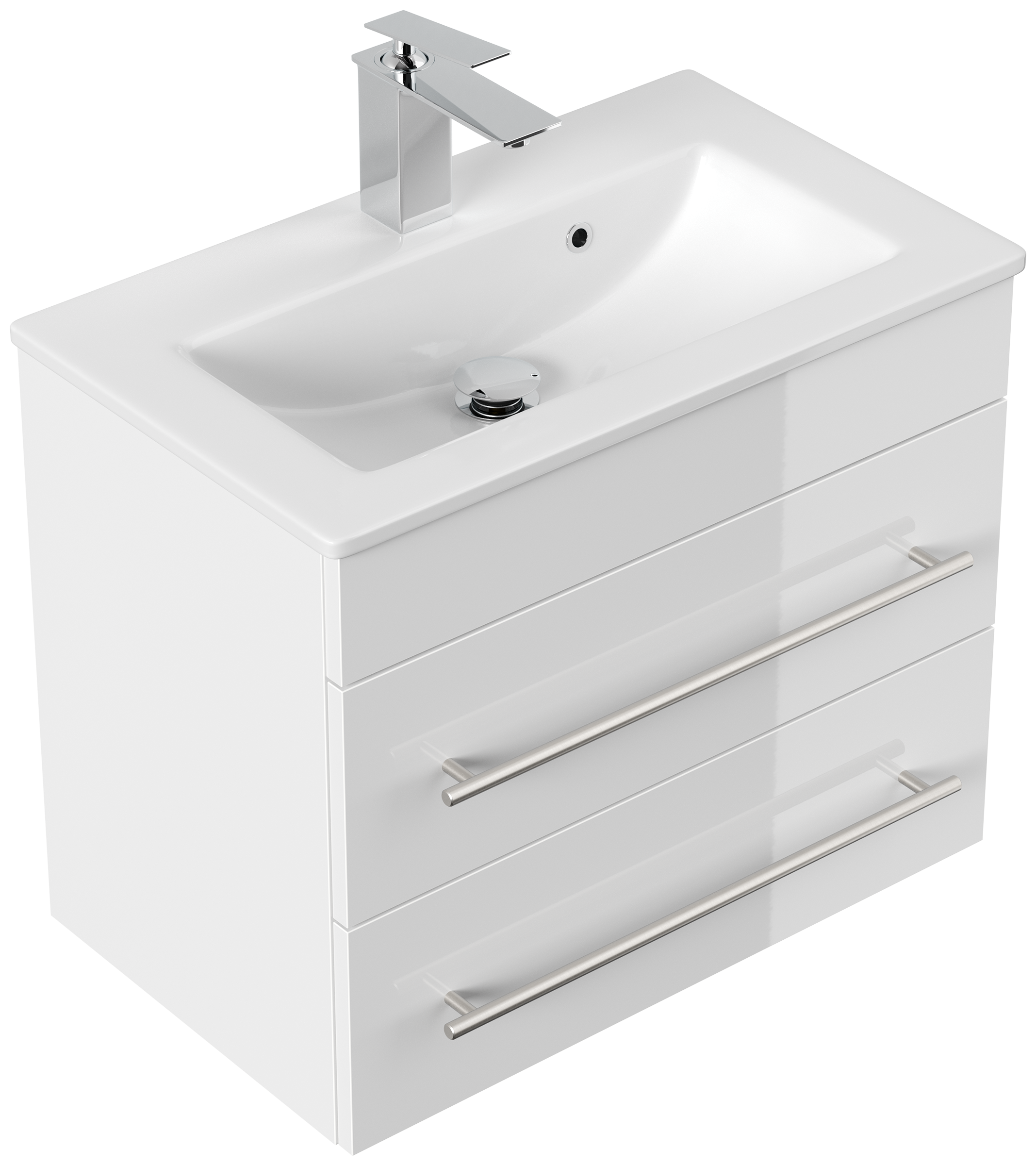 Badmöbel Mars 600 SlimLine 60x36cm mit 2 SoftClose Schubladen weiss hochglanz