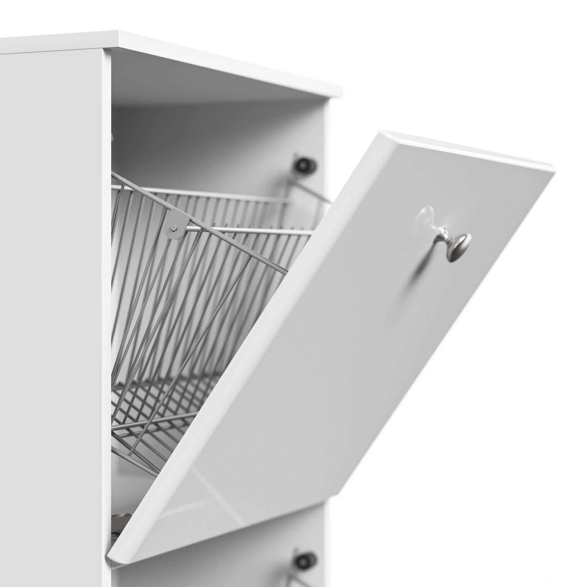 Schuhschrank Comfort 4 Klappen 16 Paar 52x187 cm Weiss-Weiss Hgl