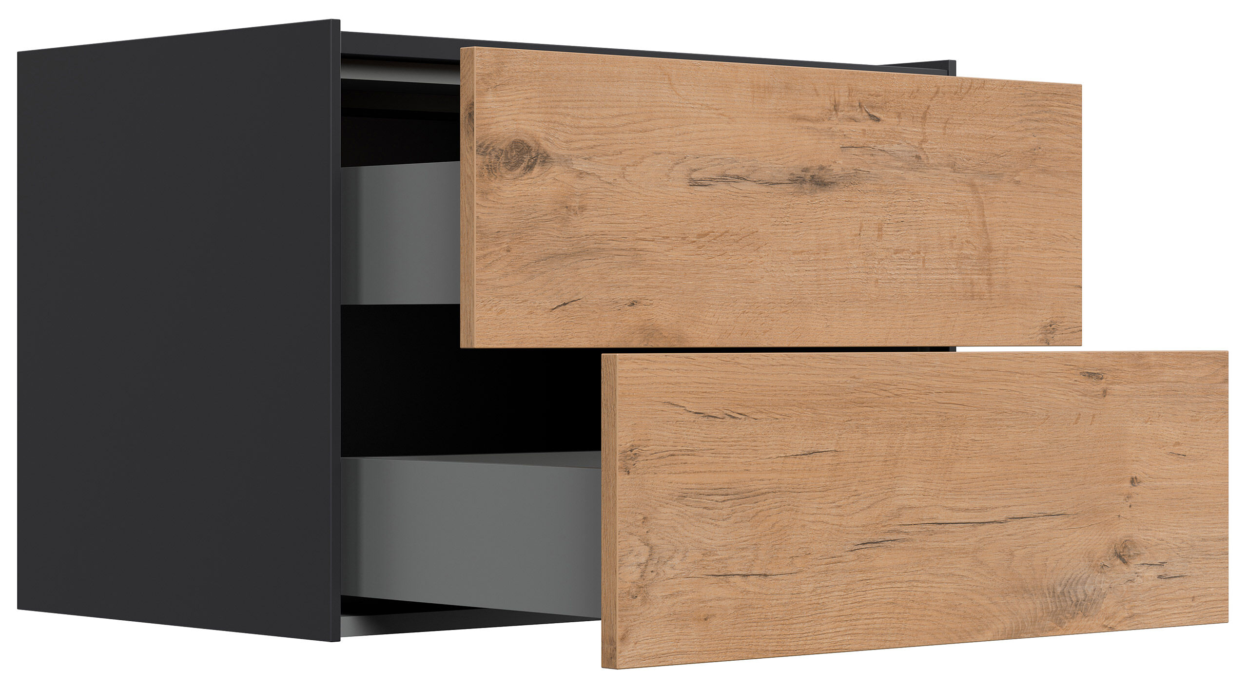 Design Nachttisch Kommode Somnia XL 70cm, 2 Pushauszüge Oak