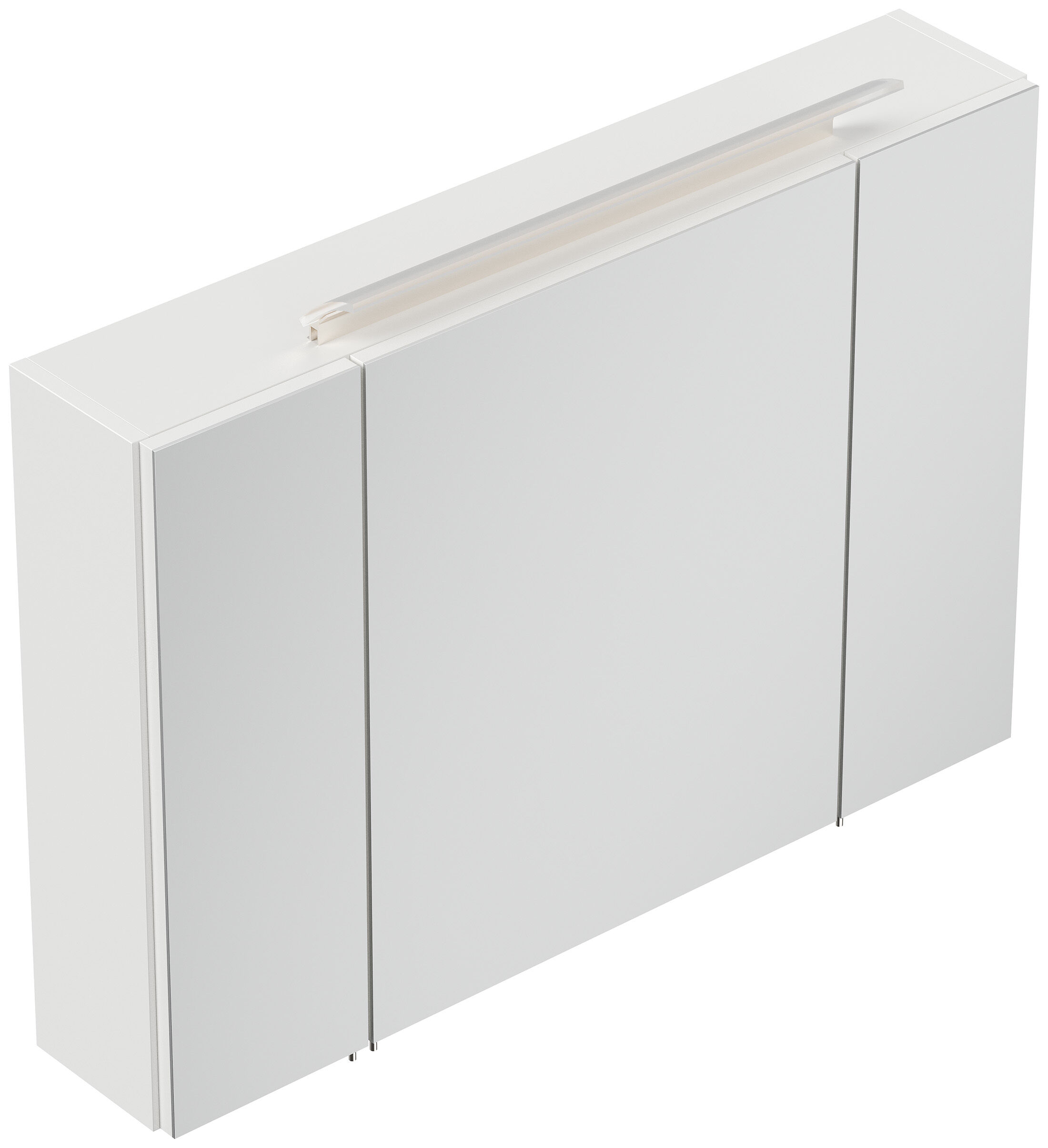 Spiegelschrank 90cm inkl. Design LED-Lampe und Glasböden weiss hochglanz