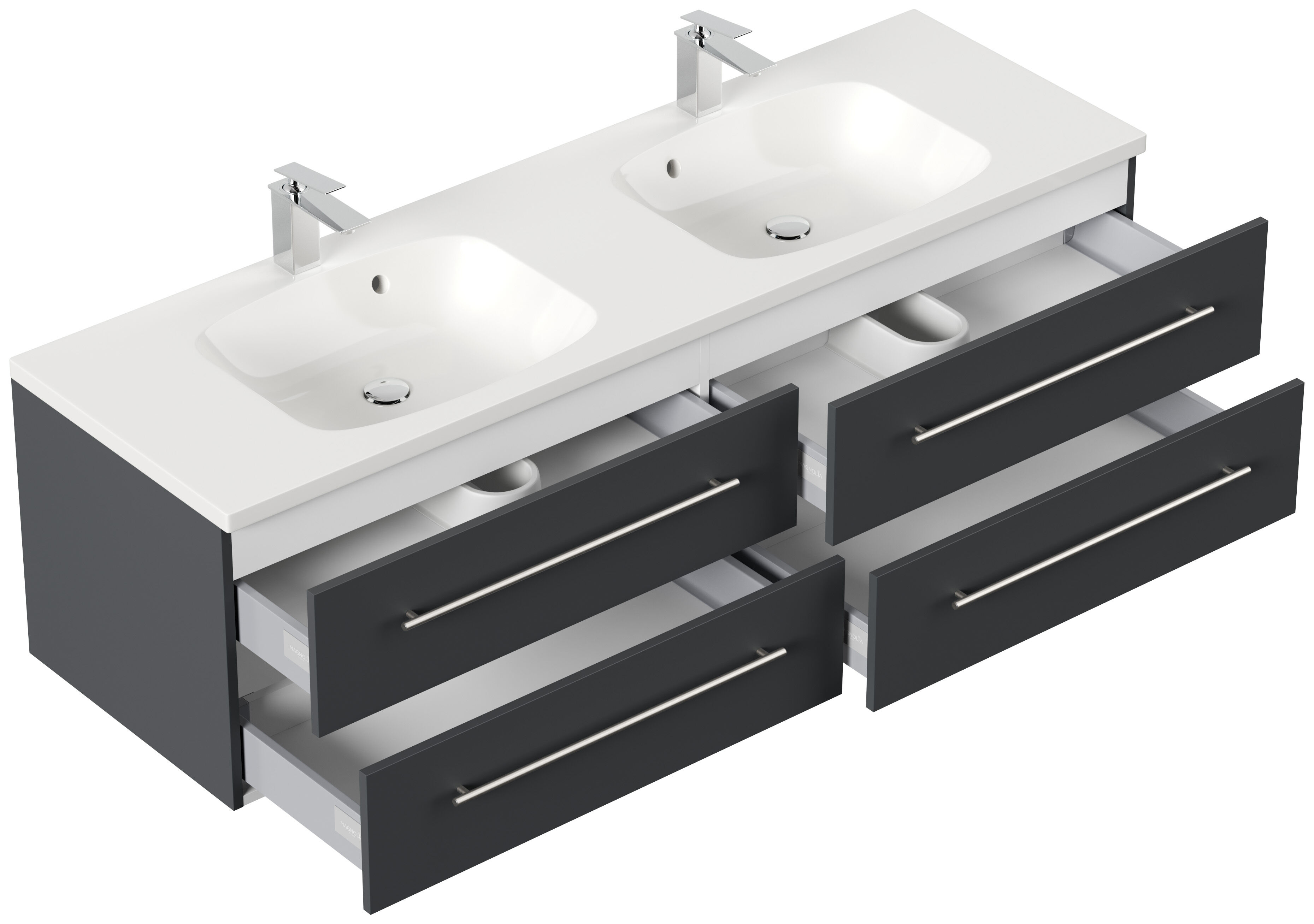 Badmöbelset Colossos160 2-teilig LED Spiegel weiss hochglanz