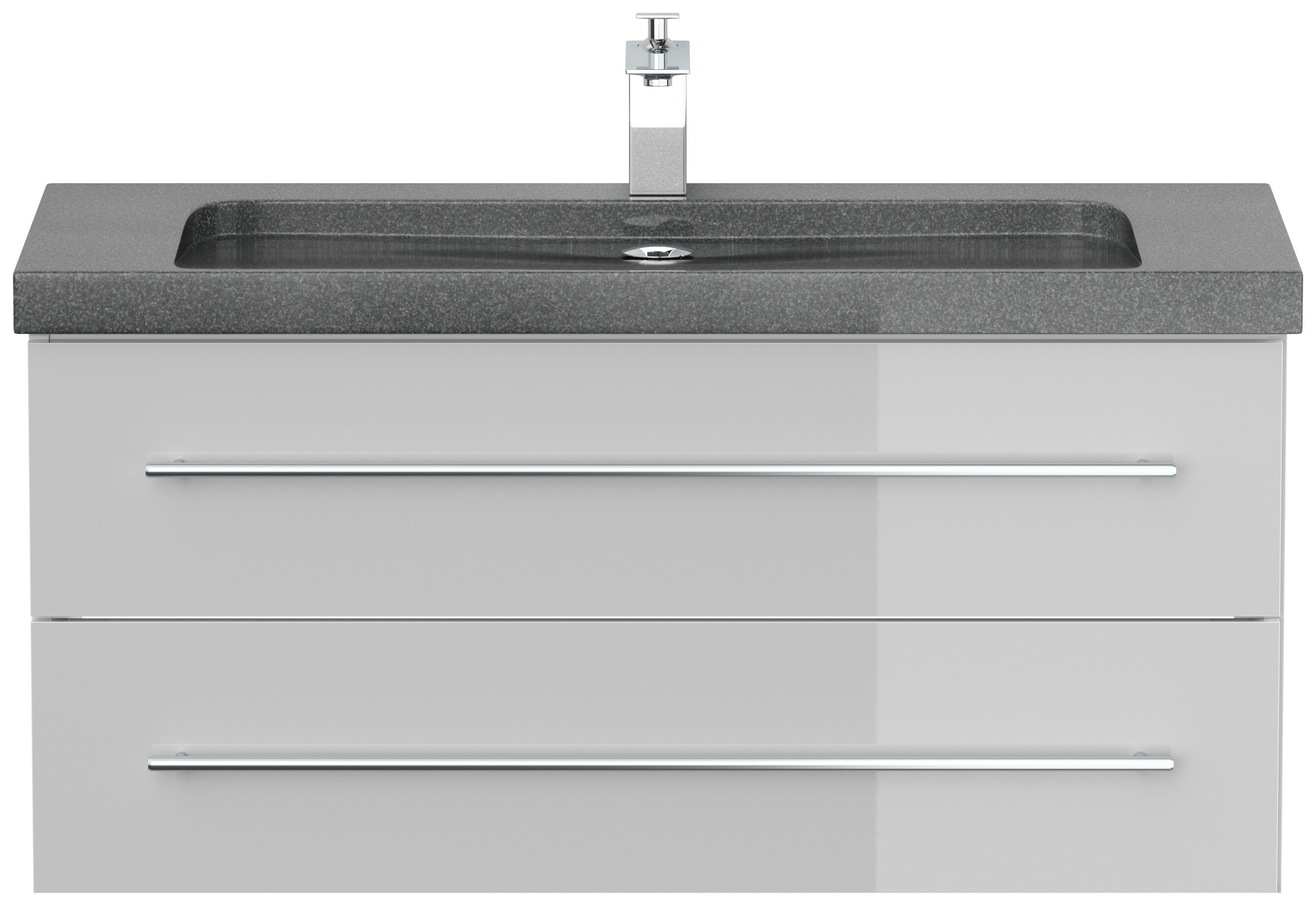 Badmöbel Granit G654 Damo 100 cm 1 Hahnloch SoftClose weiß hochglanz