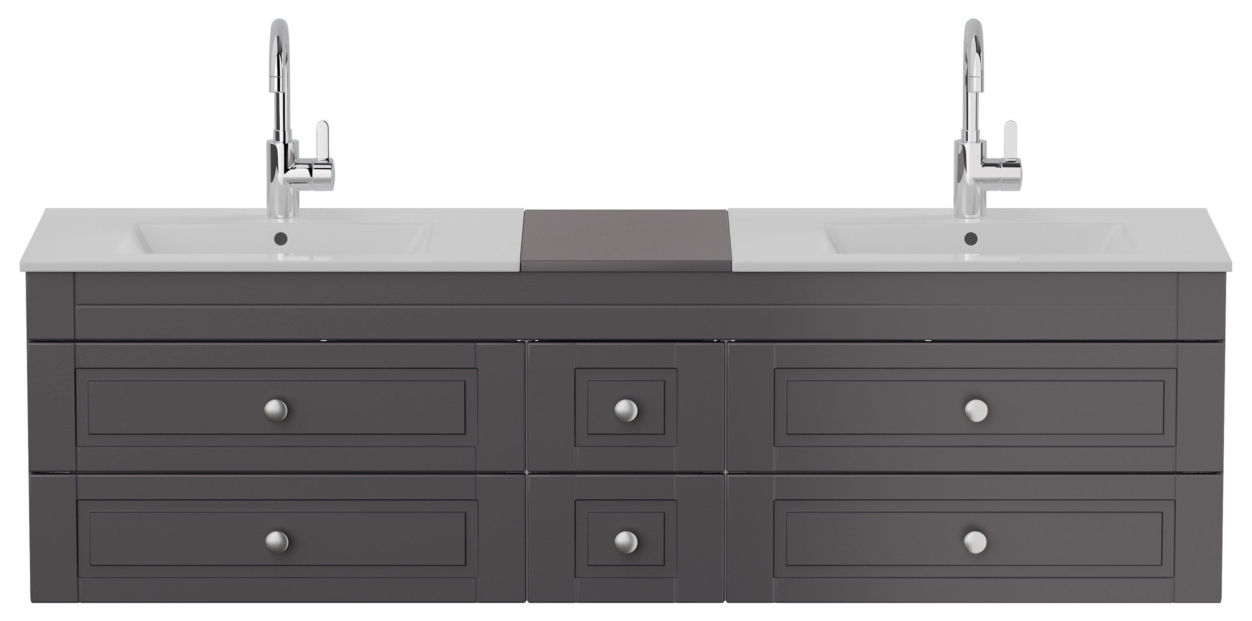 Badmöbel Milano XL Cottage Doppel-Waschbecken SoftClose anthrazit