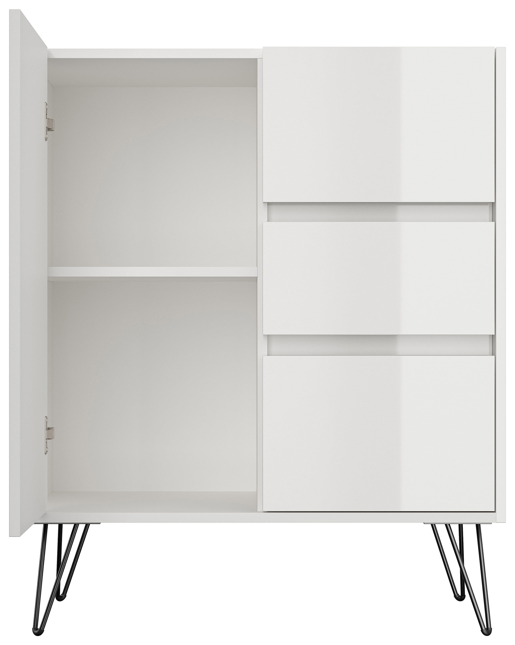 Design Sideboard Kommode Rauk 80cm 3 Greifraum SoftClose 1 Tür Grafit