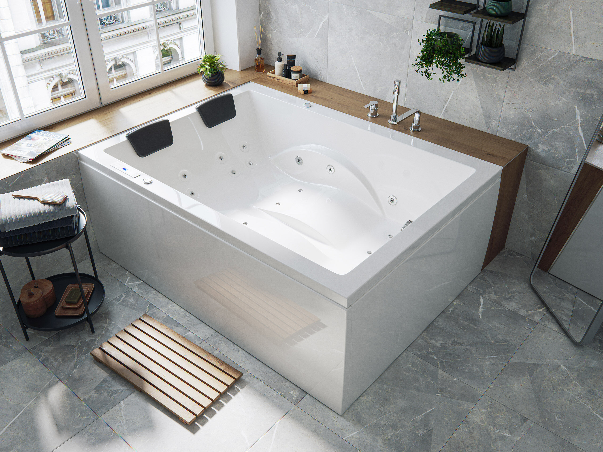 Whirlpool Andalusia 2 Pers. 180x130 links Made in Germany 24 Düsen ohne Armatur