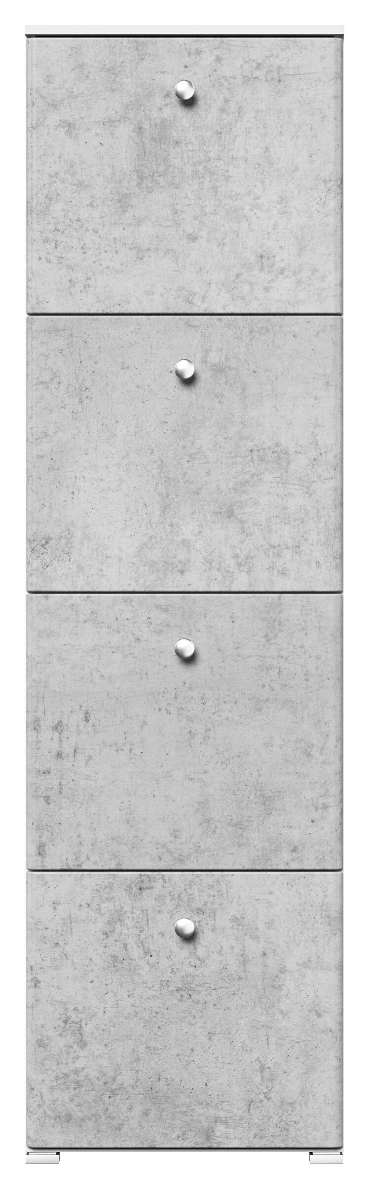 Schuhschrank Comfort 4 Klappen 16 Paar 52x187 cm Weiss-Weiss Hgl
