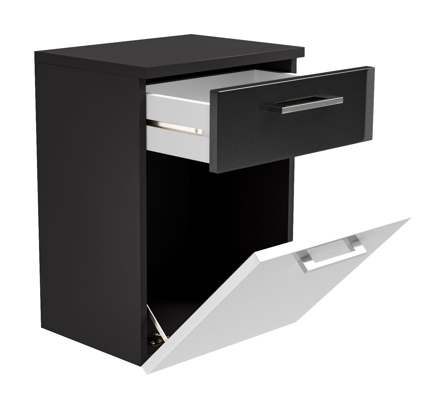 Seitenschrank Rima 40 cm Weiss hochglanz/Grafit hochglanz