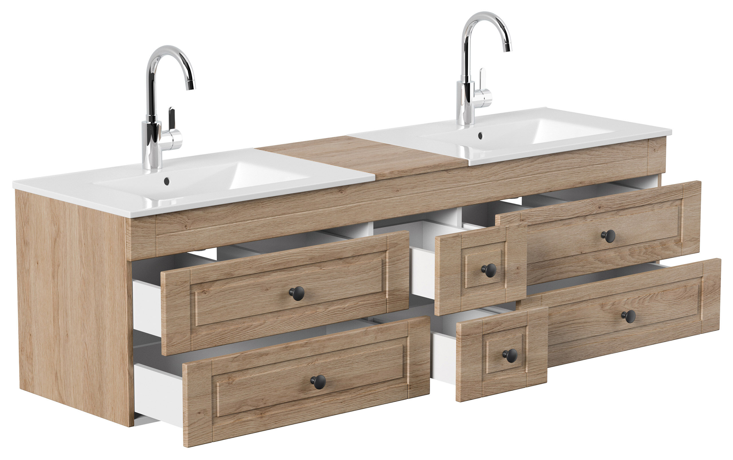 Badmöbel Milano XL Cottage Doppel-Waschbecken SoftClose anthrazit