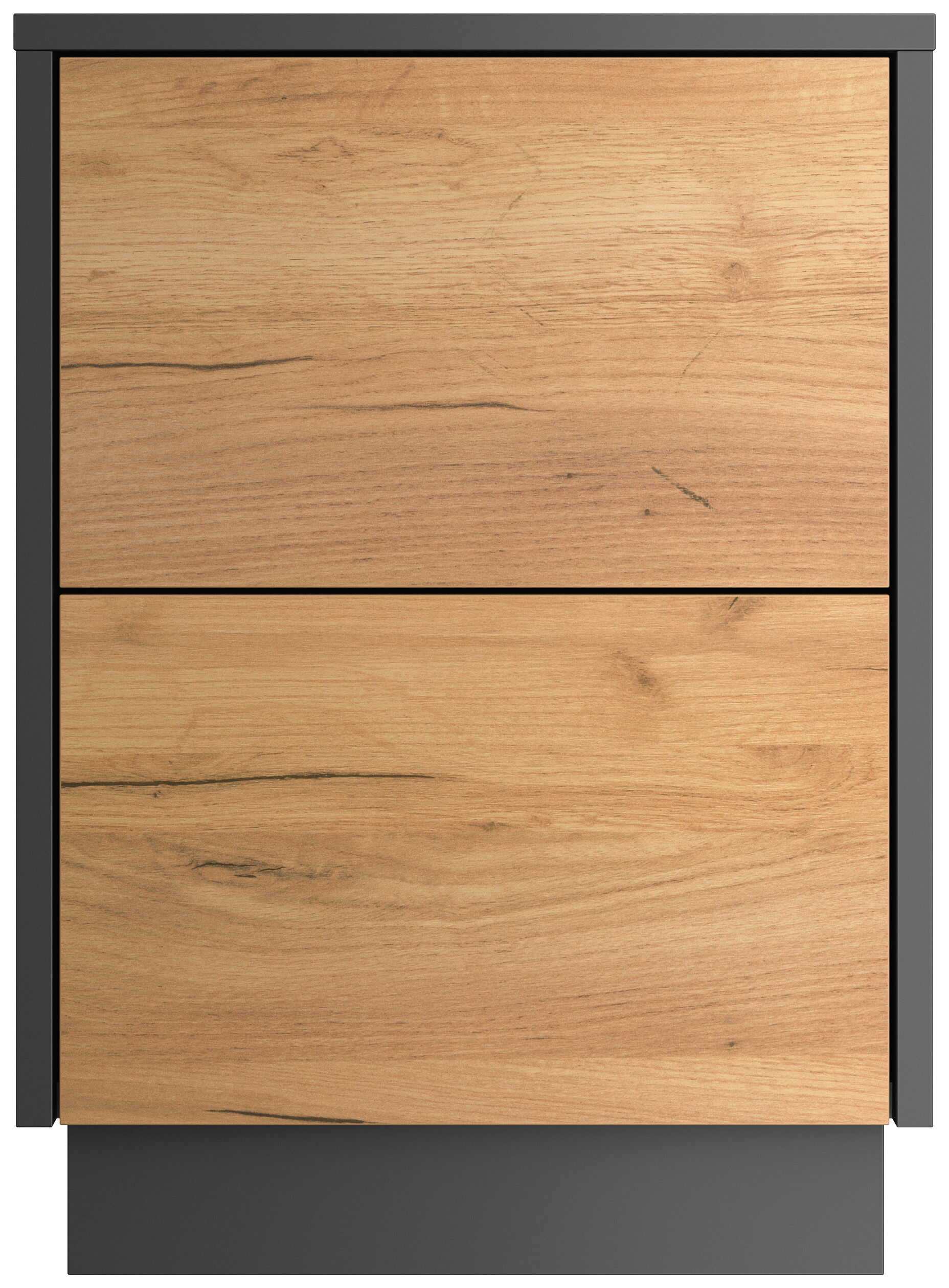 Design Nachttisch Concepto S 40cm stehend, 2 Pushauszüge Grafit Eiche