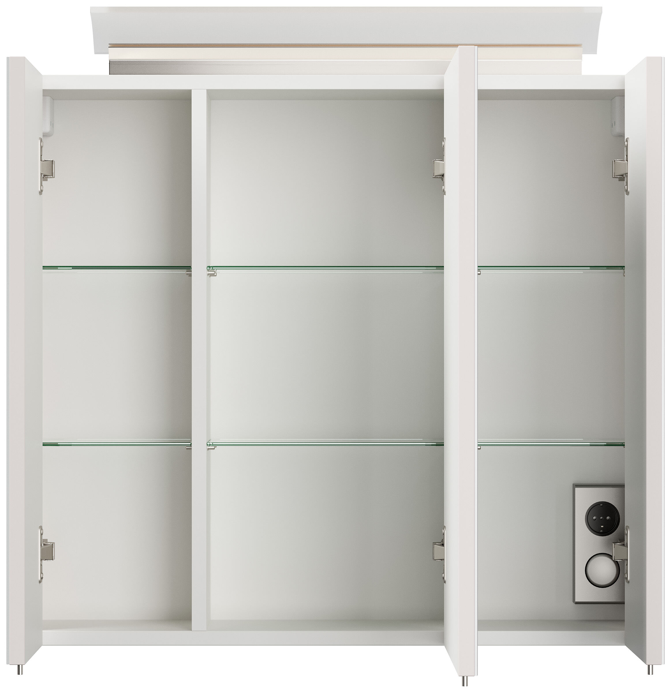 Spiegelschrank 70cm inkl. Design LED-Lampe und Glasböden eiche gold