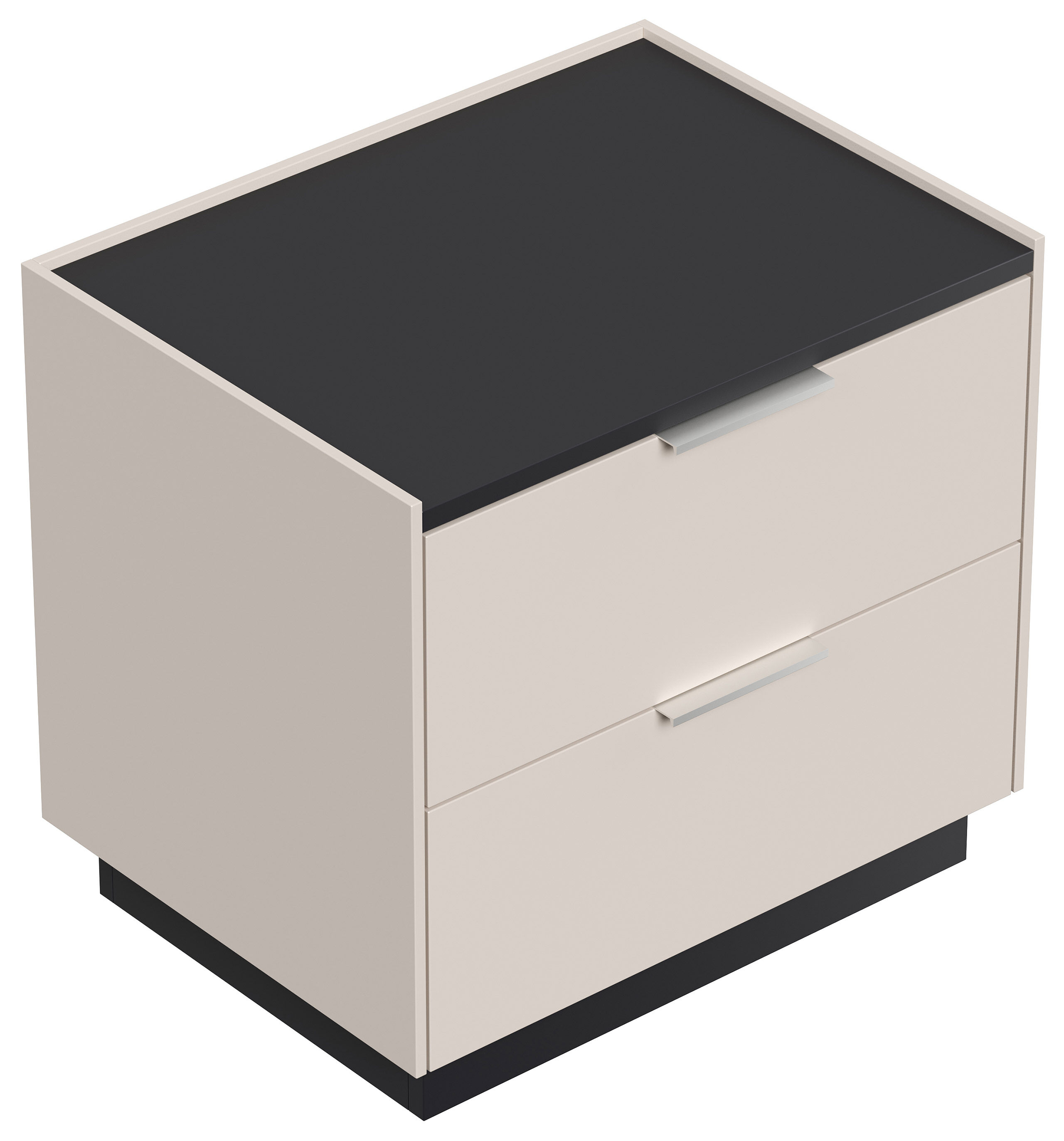 Design Nachttisch Kommode Artem 60cm, 2 Softeinzüge lackiert Weiß Hgl