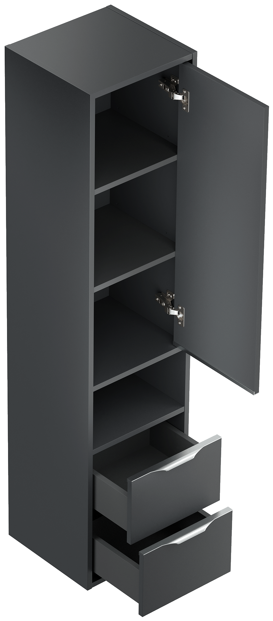 Hochschrank Elements 35x150cm Softclose Tür und Schubladen grafit