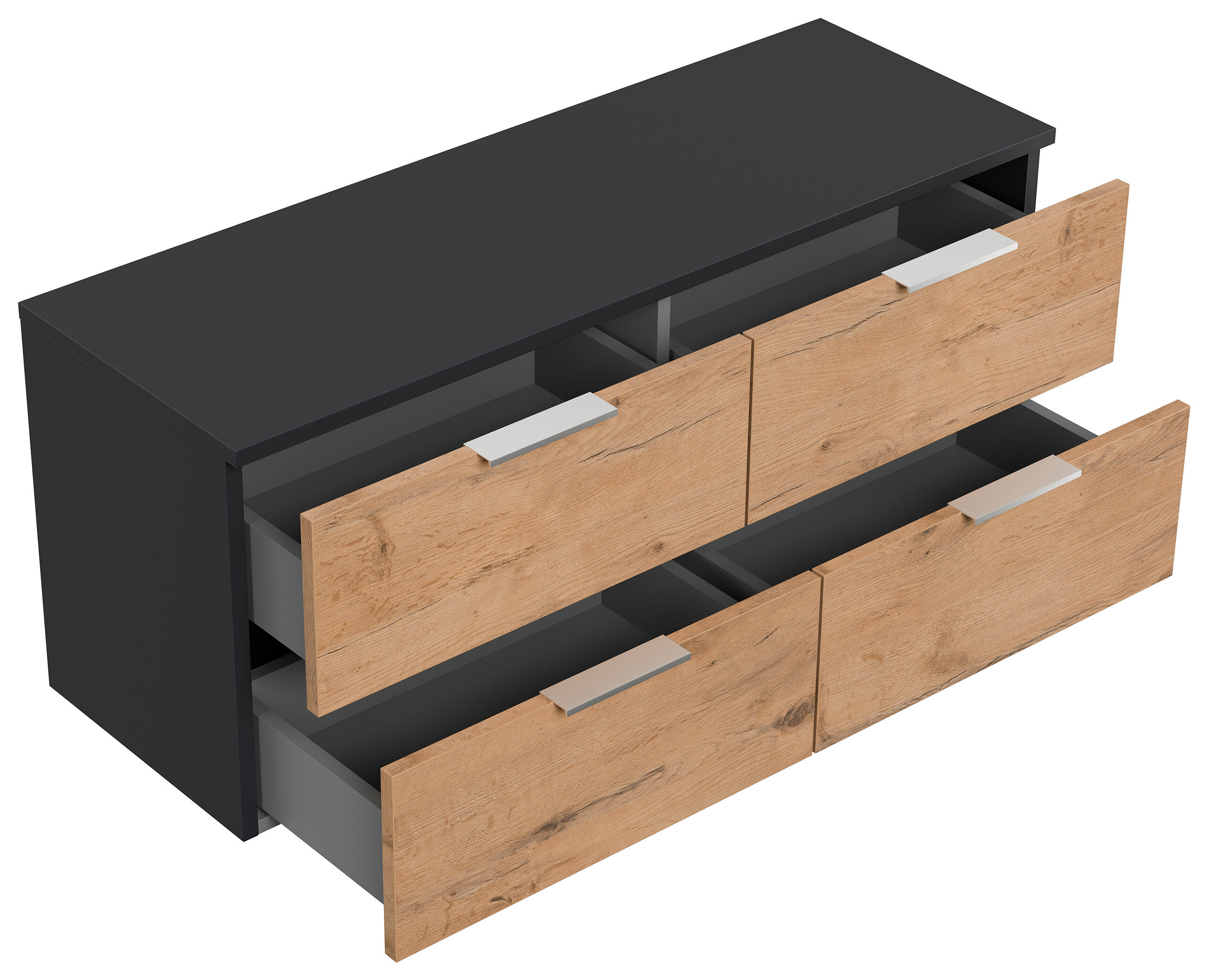 Design Hängekonsole Sideboard Urban Slimline 4 Softeinzüge lackiert Creme-Grafit